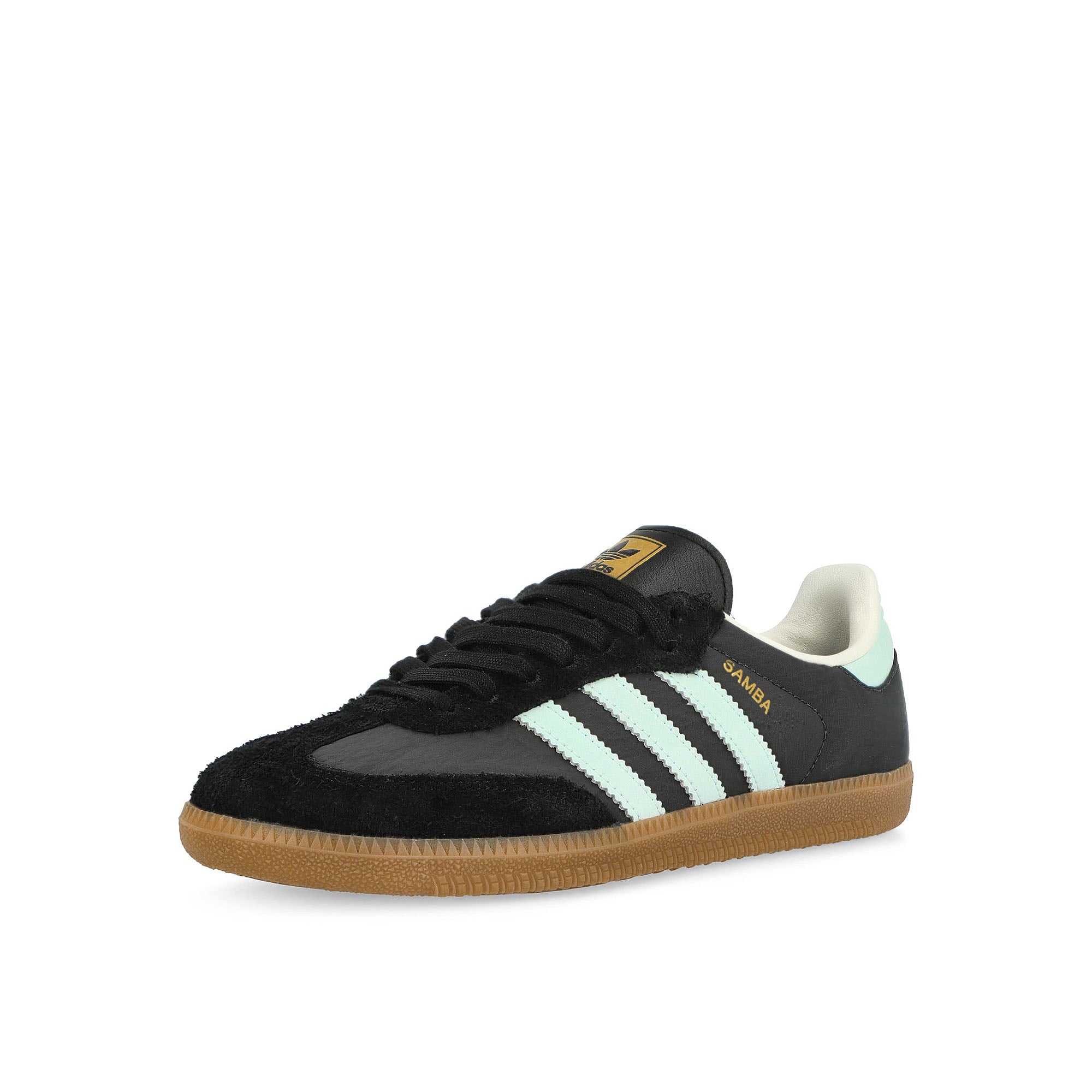 adidas Samba OG W Carbon / Almost Blue / Chalk White Low Top Sneakers Close Up | Overkill