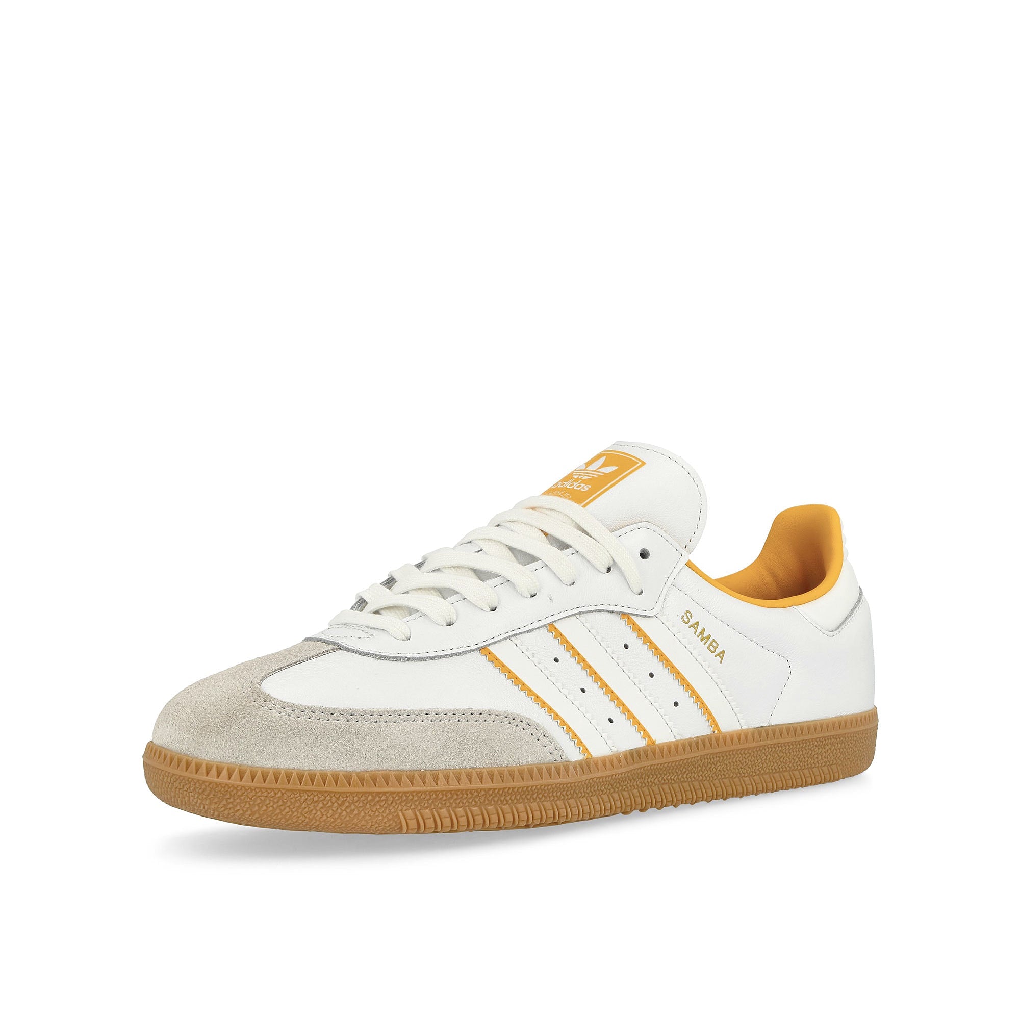 adidas Samba OG Footwear White / Crystal White / Crew Yellow Low Top Sneakers Close Up | Overkill
