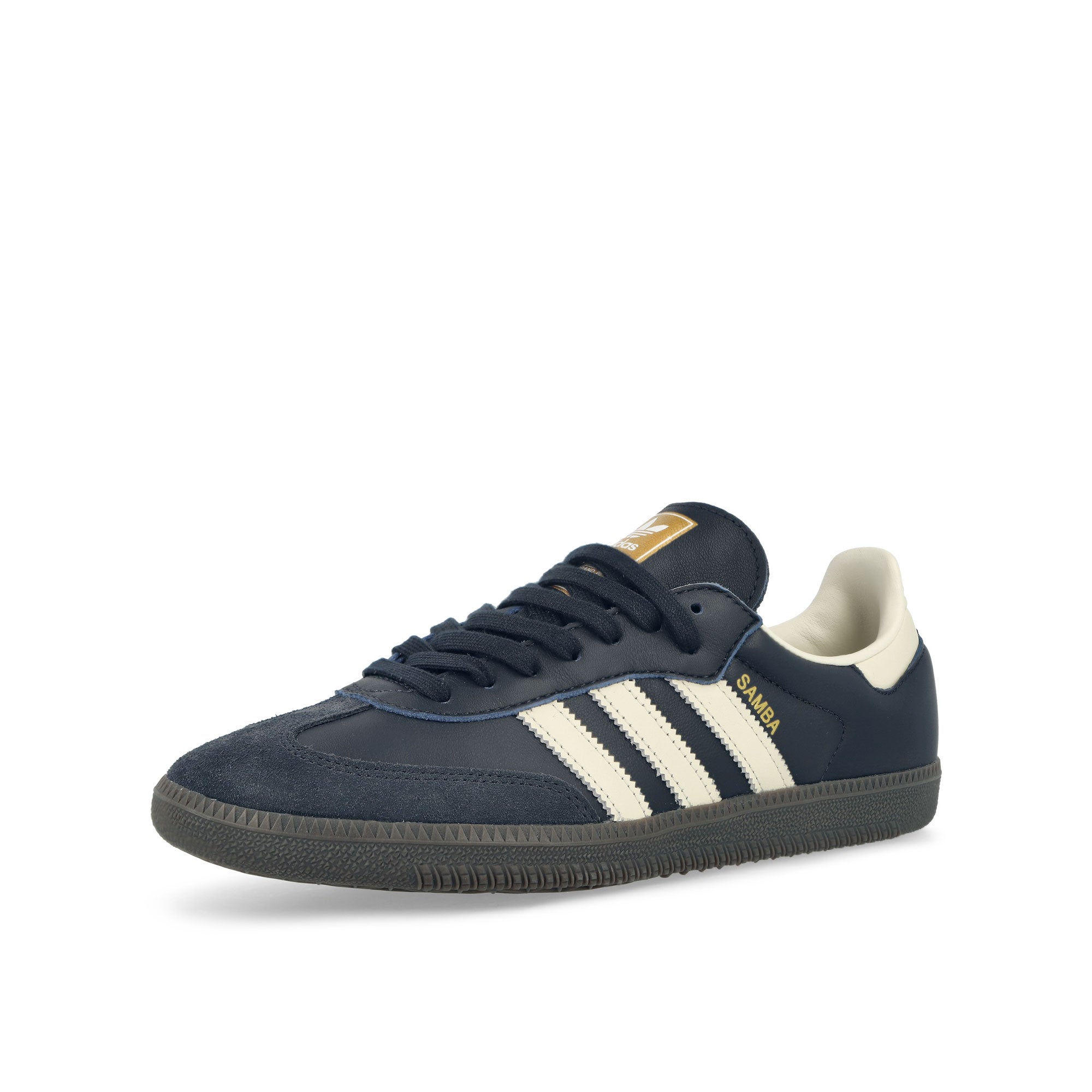 adidas Samba OG Night Navy / Cream White / Gum Low Top Sneakers Close Up | Overkill