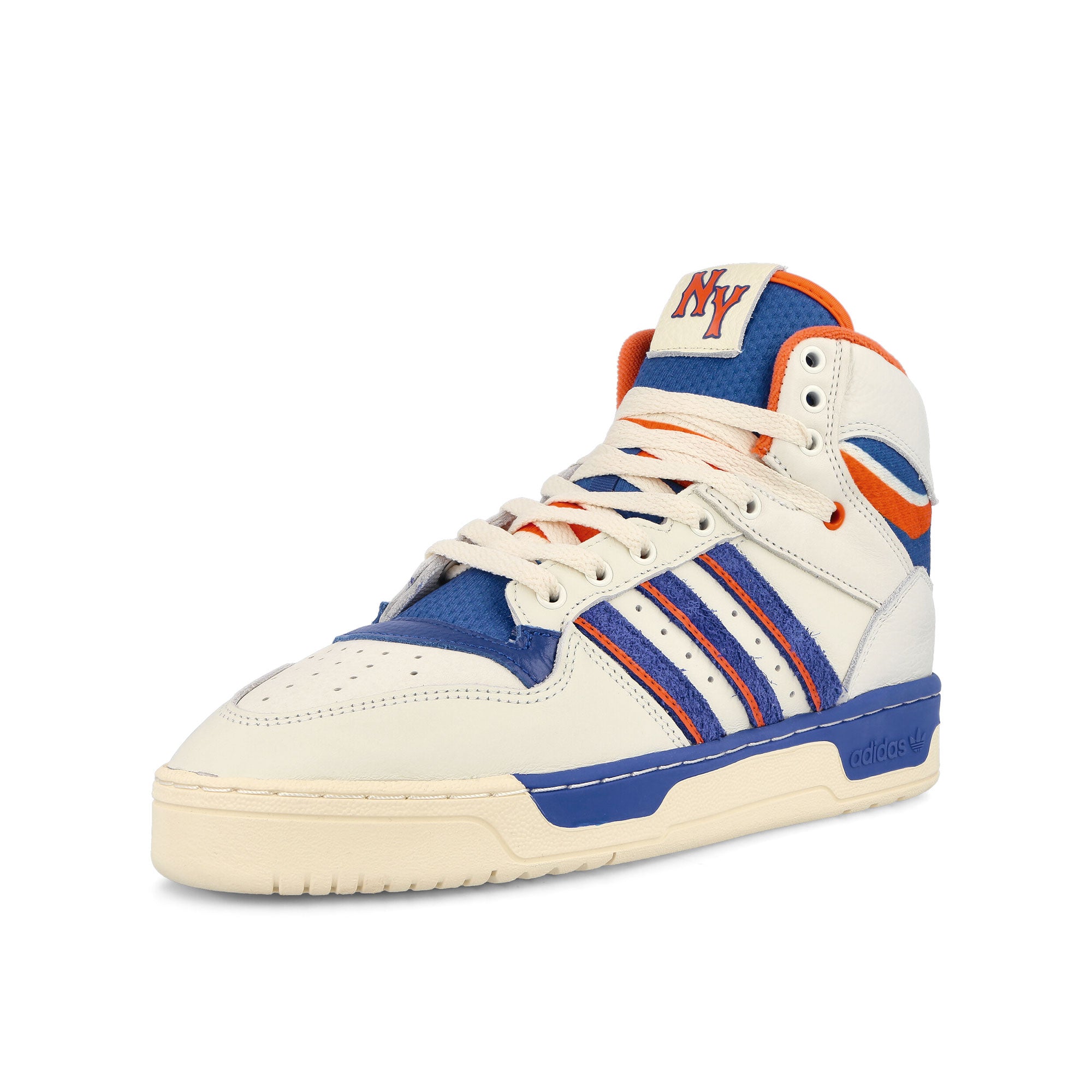 adidas Attitude White Tint / Royal Blue / Team Semi Sol Orange Mid Top Sneakers Close Up | Overkill