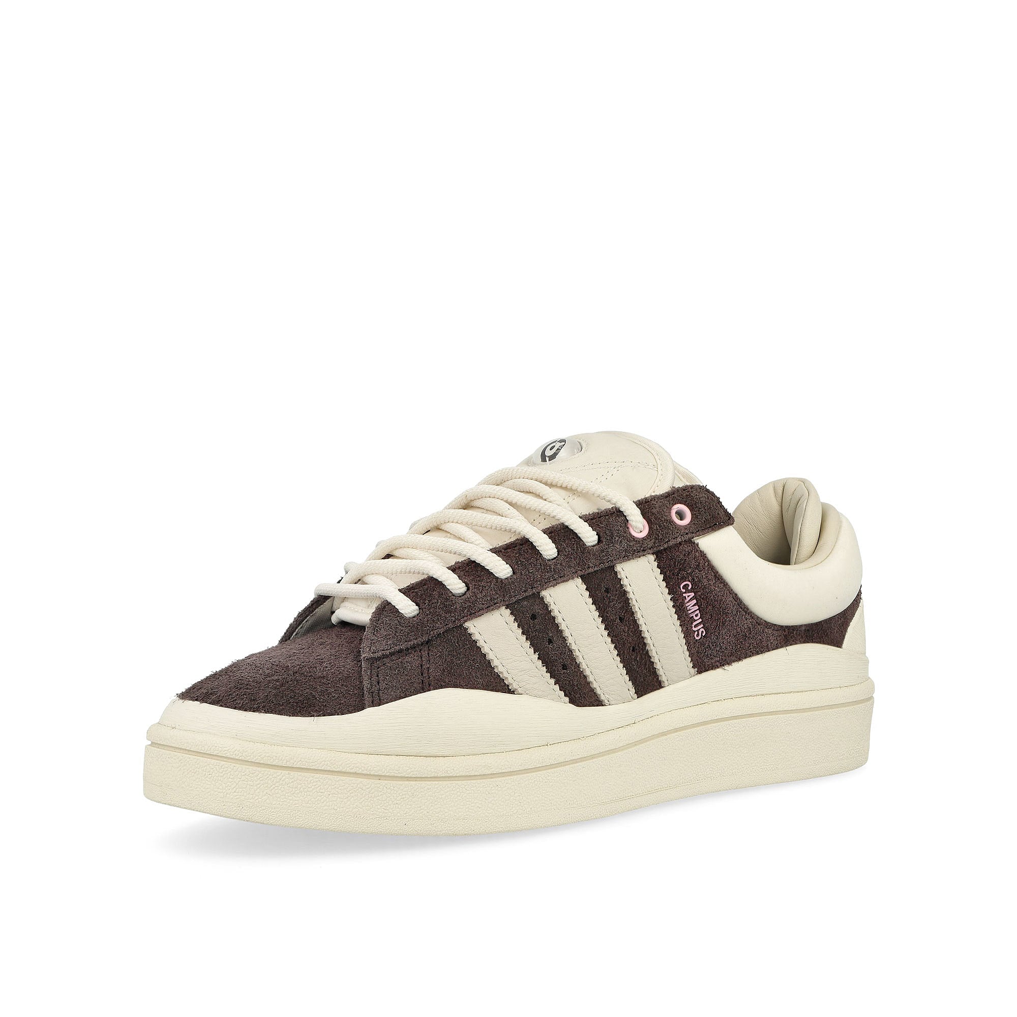 adidas Bad Bunny x adidas Campus Deep Brown / Chalk White / Cream White Low Top Sneakers Close Up | Overkill