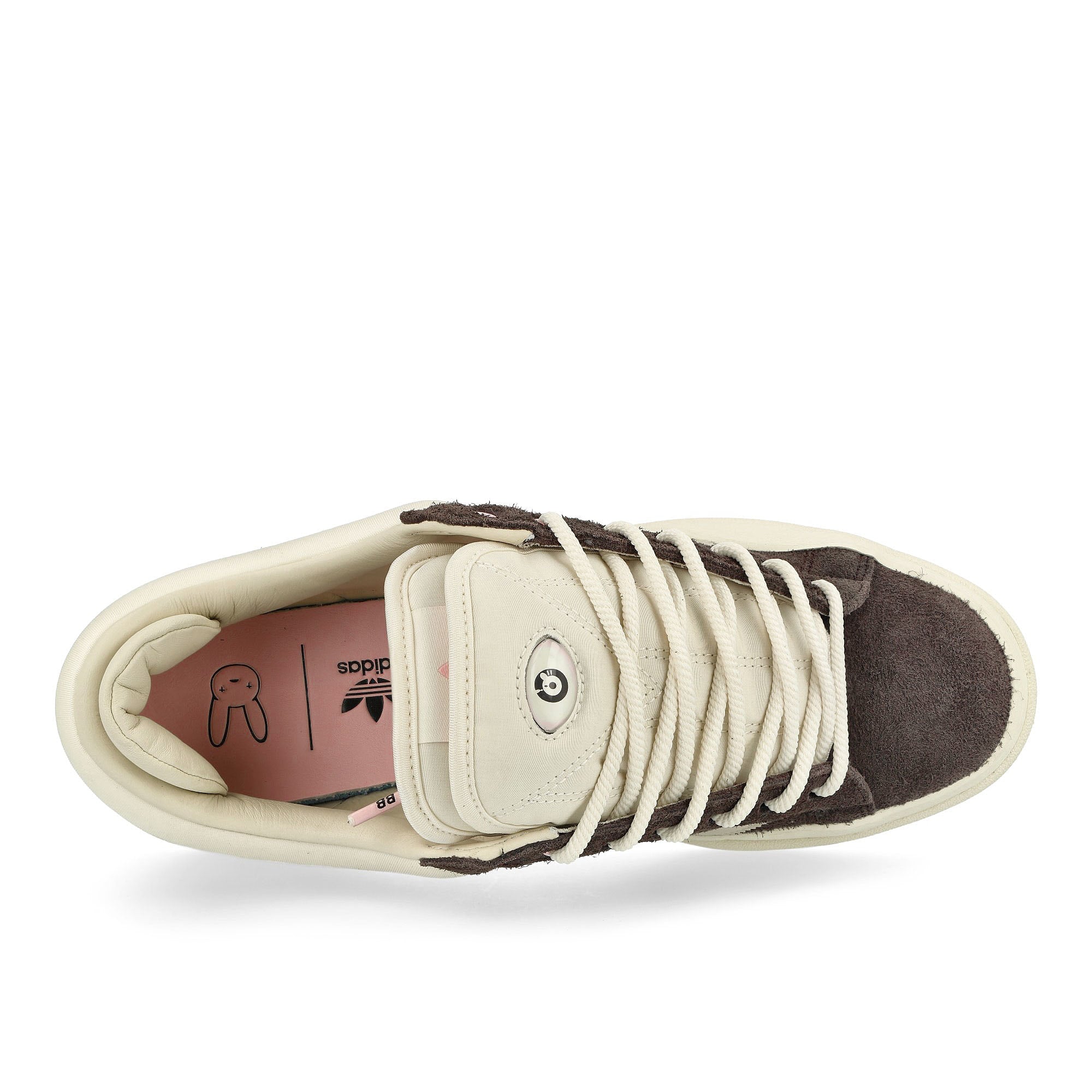 adidas Bad Bunny x adidas Campus Deep Brown / Chalk White / Cream White Low Top Sneakers Detail View 1 | Overkill