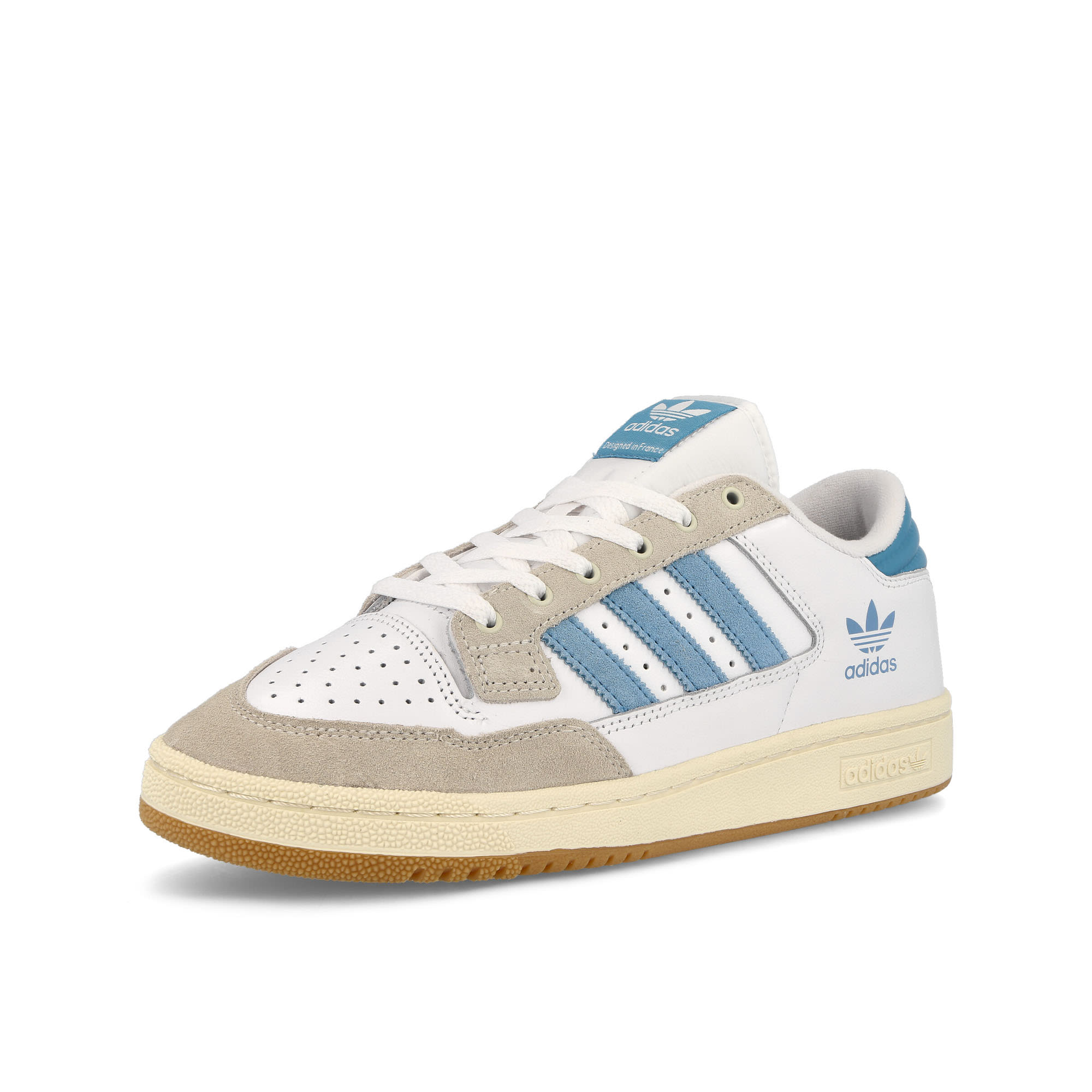 adidas Centennial 85 Lo Footwear White-Light Blue-Cream White Low Top Sneakers Close Up | Overkill