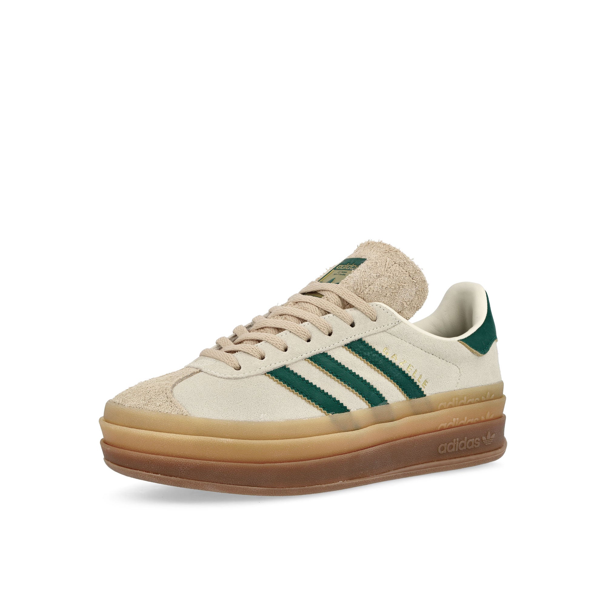 adidas Gazelle Bold W Cream White / Collegiate Green / Magic Beige Low Top Sneakers Close Up | Overkill