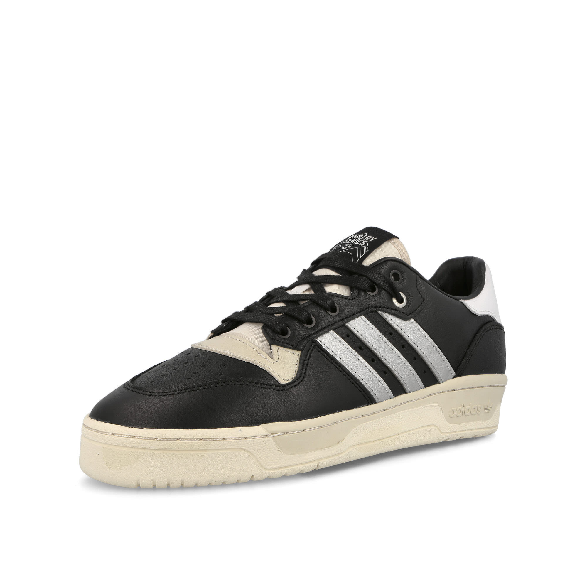 adidas Rivalry Low Consortium Core Black-Silver Metallic-Grey One Low Top Sneakers Close Up | Overkill