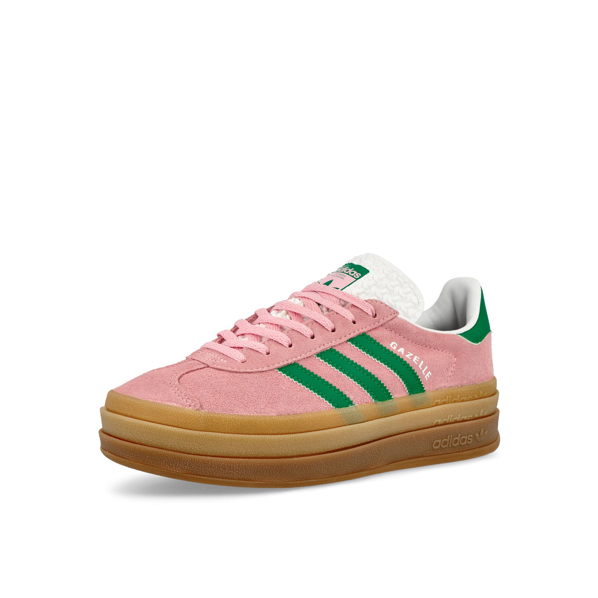 adidas Gazelle Bold W True Pink / Green / Cloud White Low Top Sneakers Close Up | Overkill