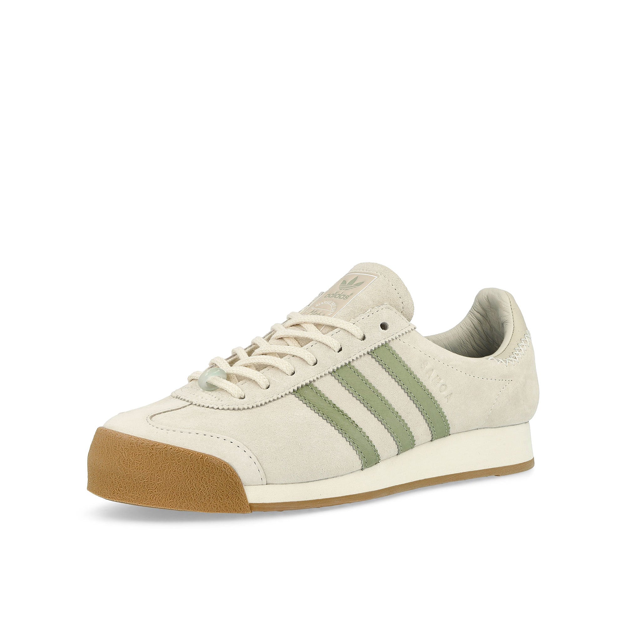 adidas Samoa Chalk White / Halo Green / Off White Low Top Sneakers Close Up | Overkill