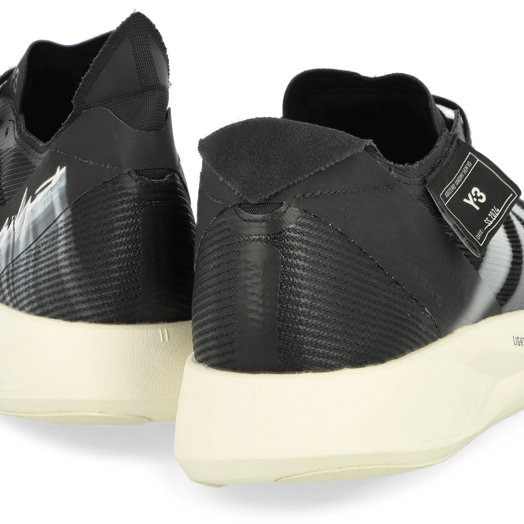 Y-3 Takumi Sen 10 Black / Black / Off White Low Top Sneakers Close Up | Overkill