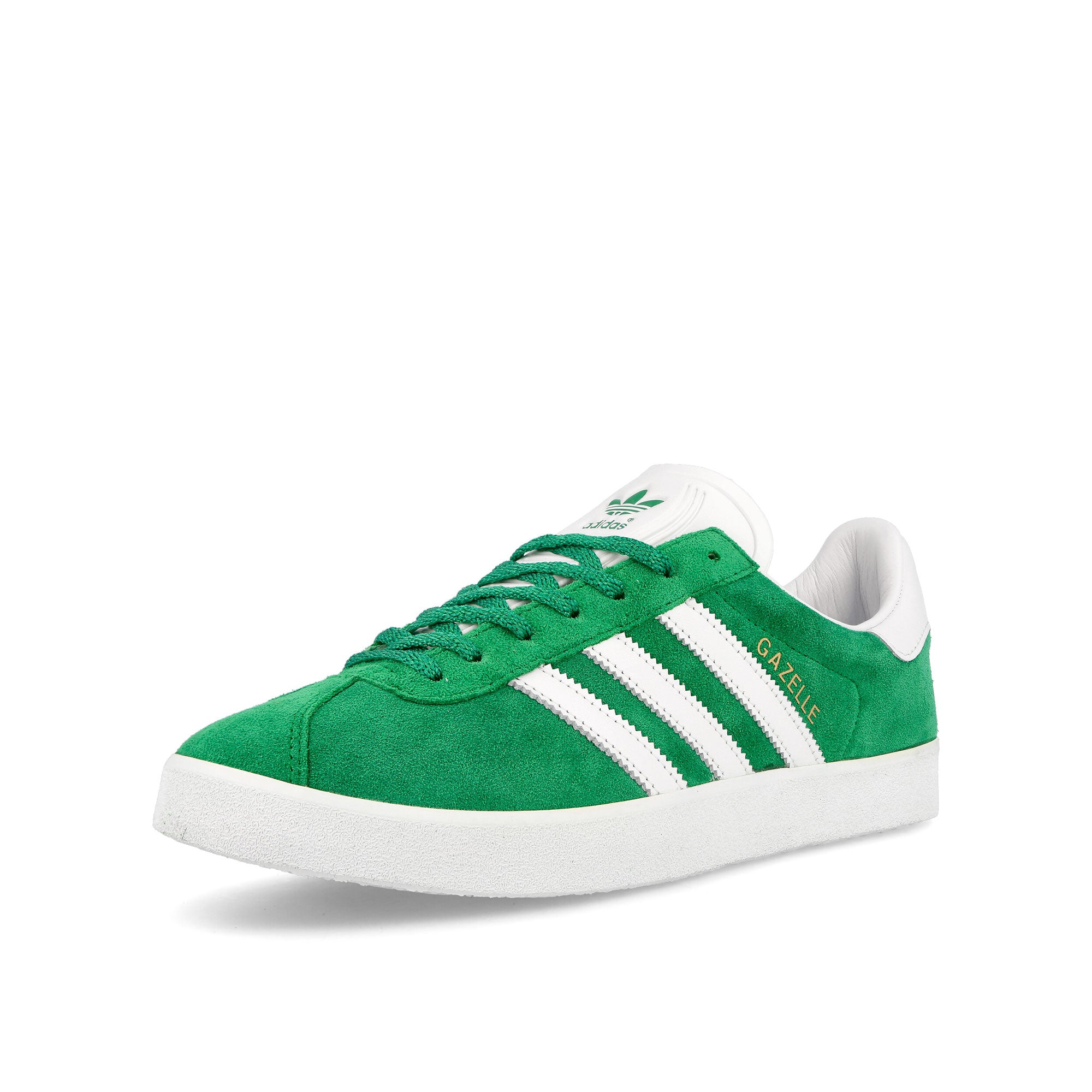 adidas Gazelle 85 Green / Footwear White / Gold Metallic Low Top Sneakers Close Up | Overkill