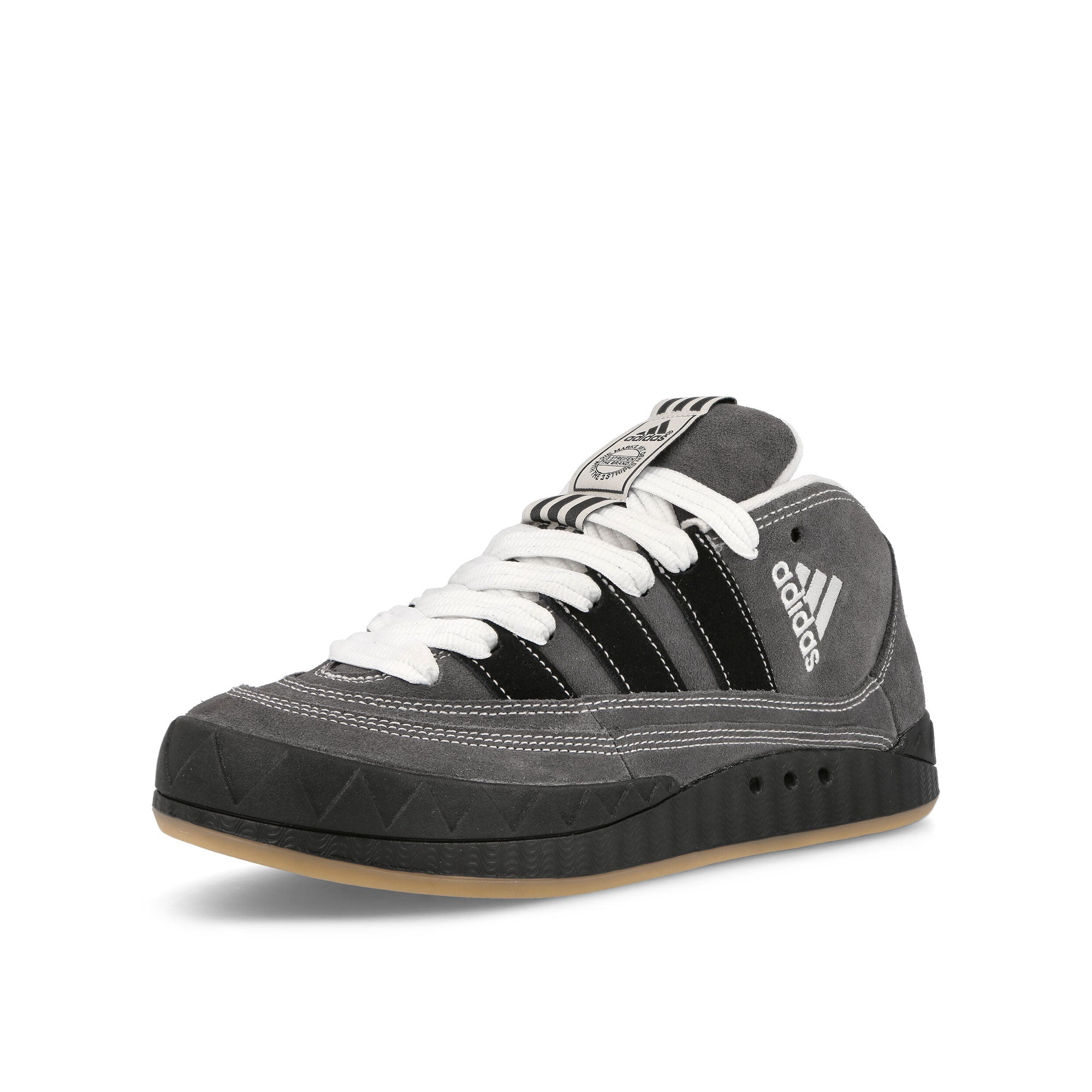 adidas YNuK x adidas Adimatic Mid Grey Five-Core Black-Off White Sneakers Close Up | Overkill