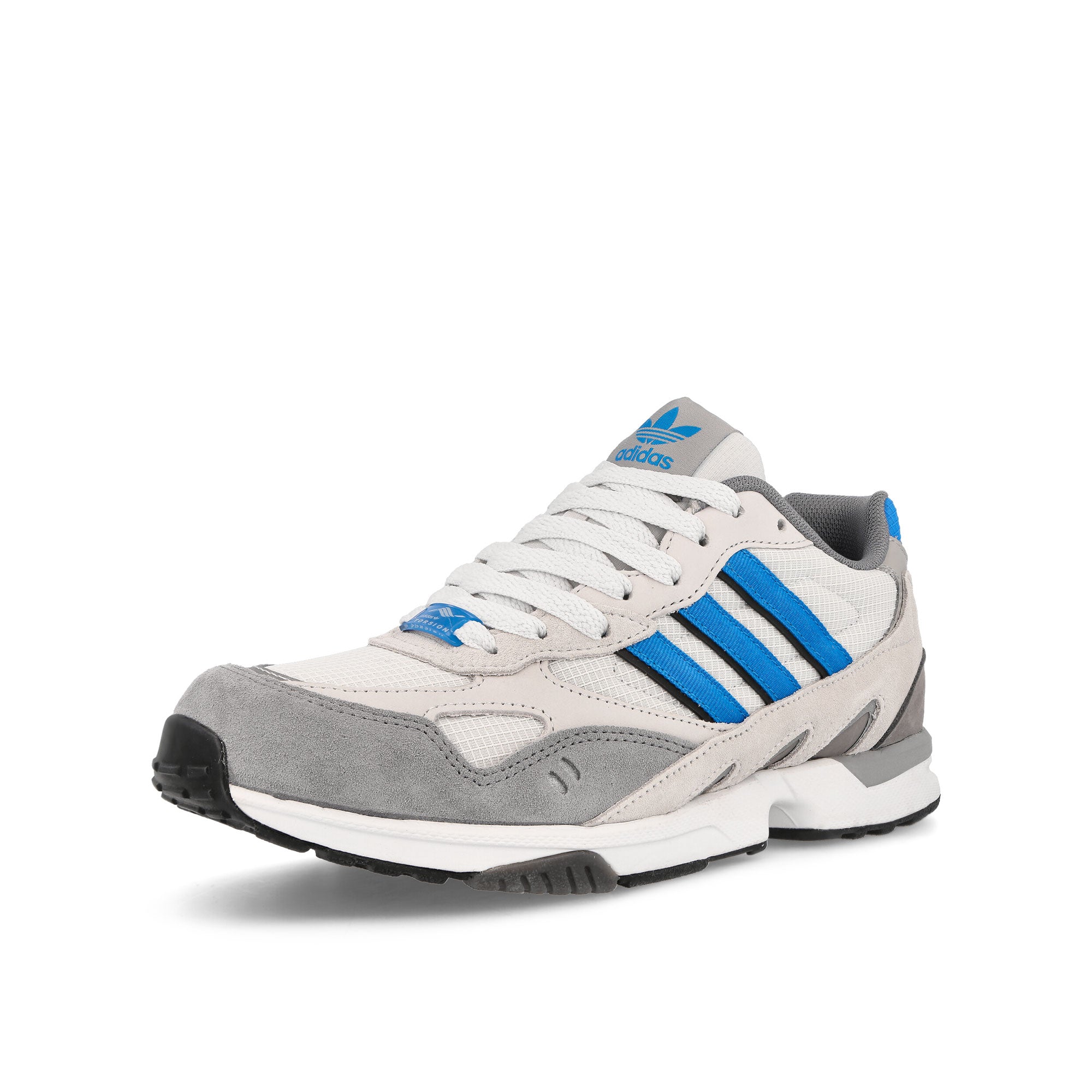 adidas Torsion Super Crystal White-Bright Blue-Grey One Low Top Sneakers Close Up | Overkill