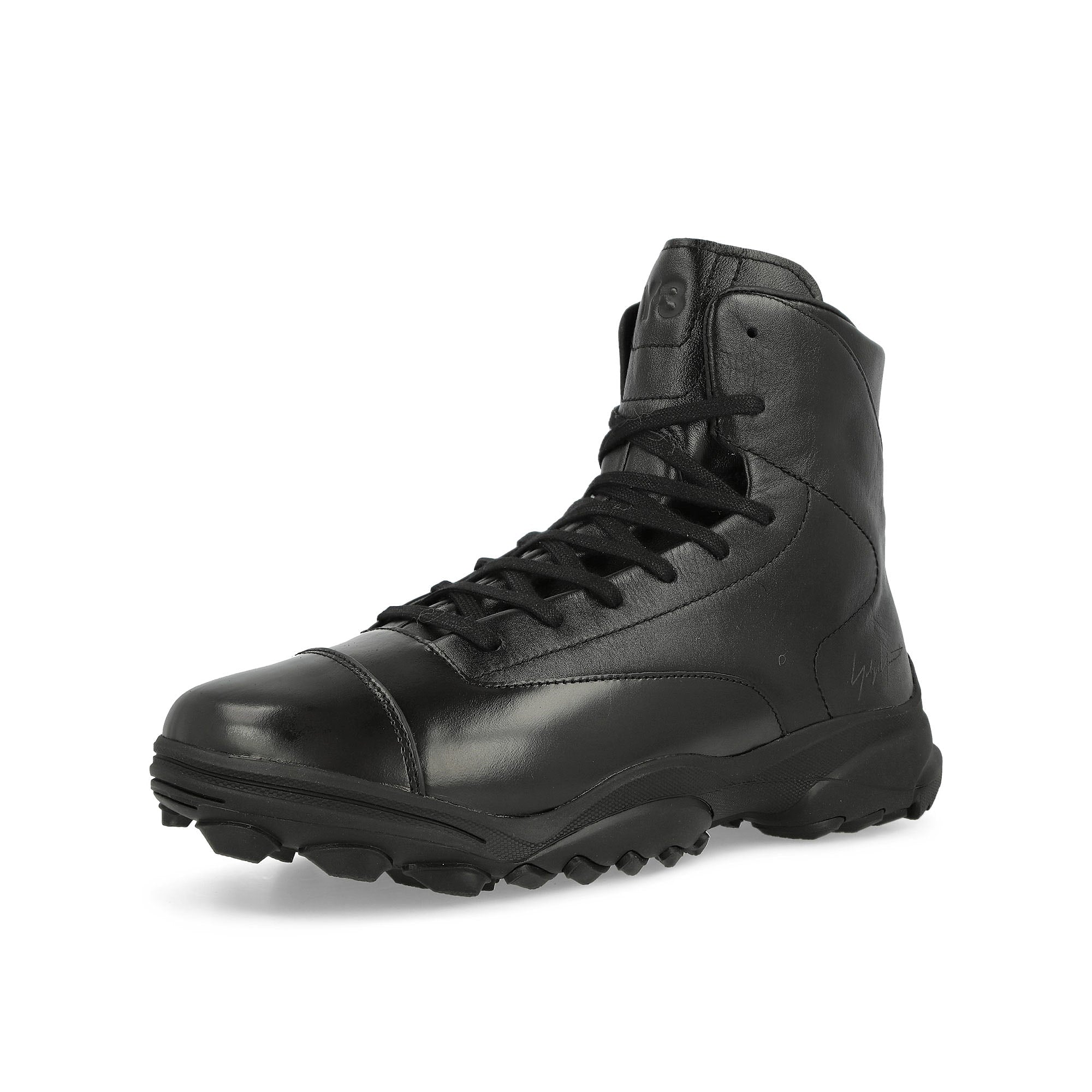Y-3 GSG9 Black / Black / Black High Top Sneakers Close Up | Overkill