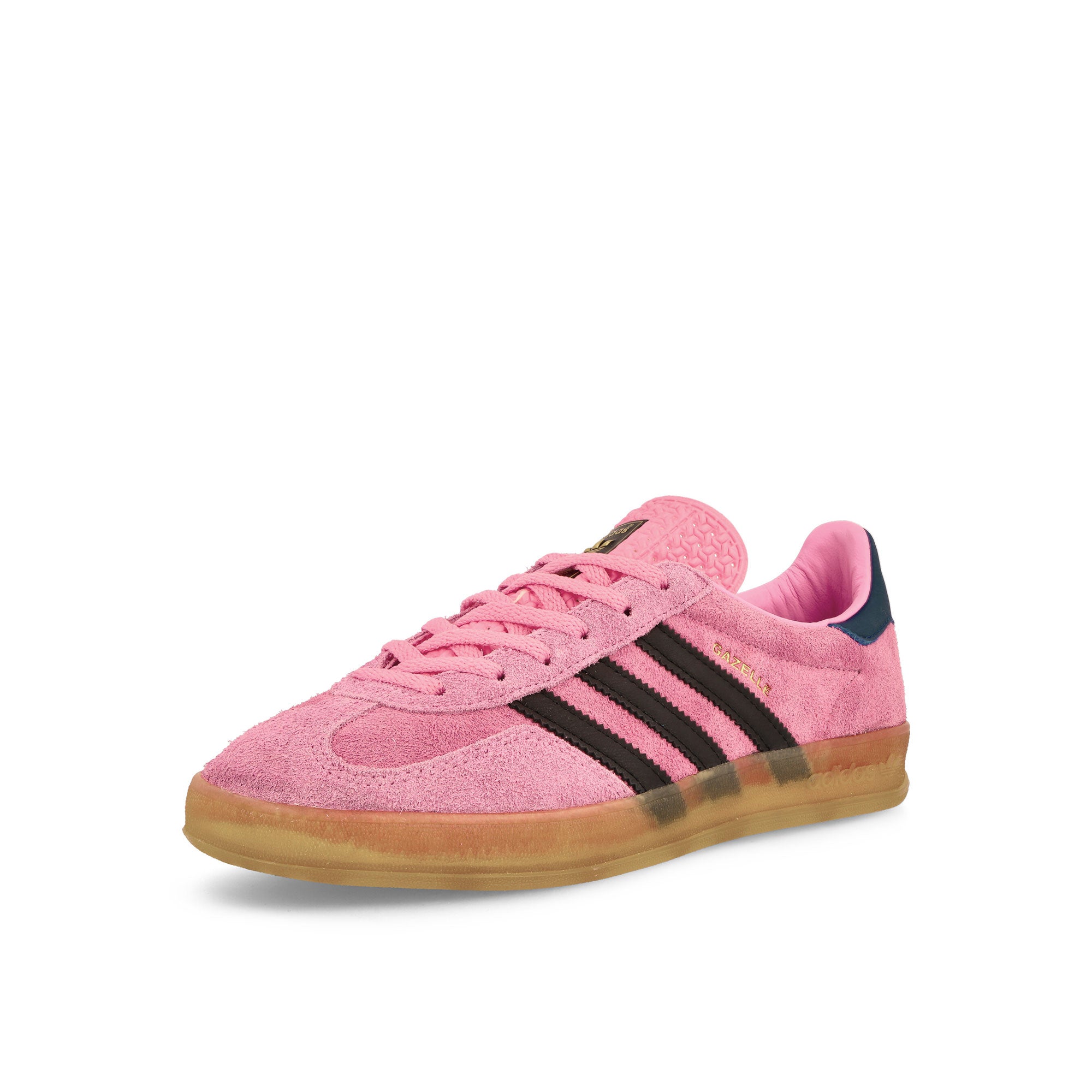 adidas Gazelle Indoor W Bliss Pink / Core Black / Chalk Purple Low Top Sneakers Close Up | Overkill