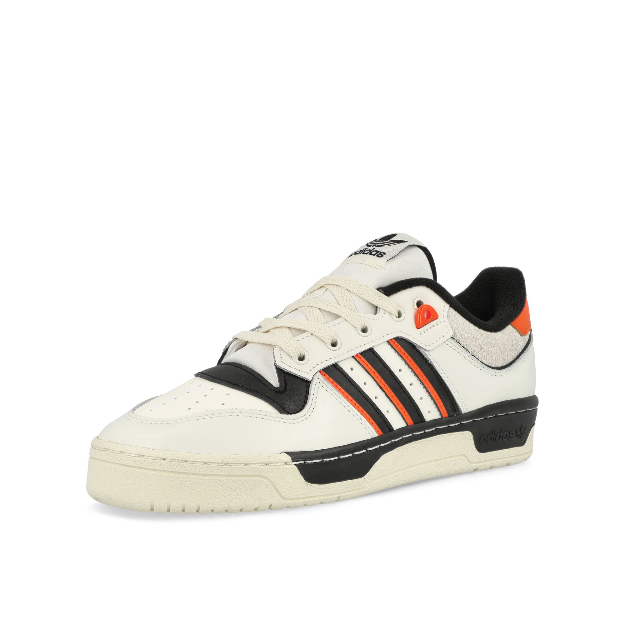 adidas Rivalry Low 86 Cloud White / Core Black / Semi Impact Orange Low Top Sneakers Close Up | Overkill