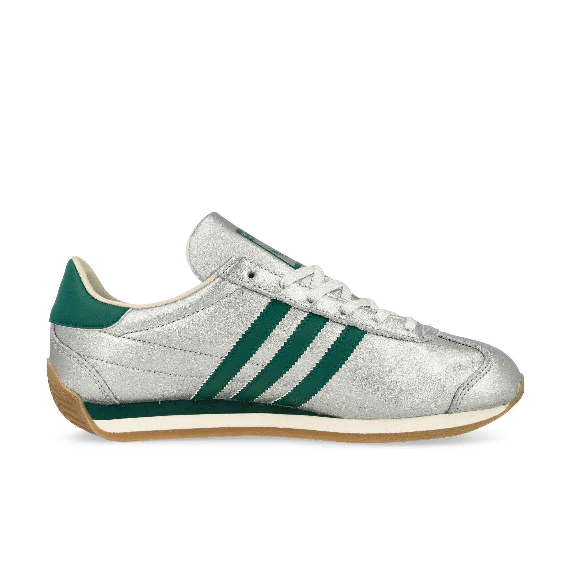 adidas Country OG W Silver Metallic / Collegiate Green / Cream White Low Top Sneakers Silhouette | Overkill