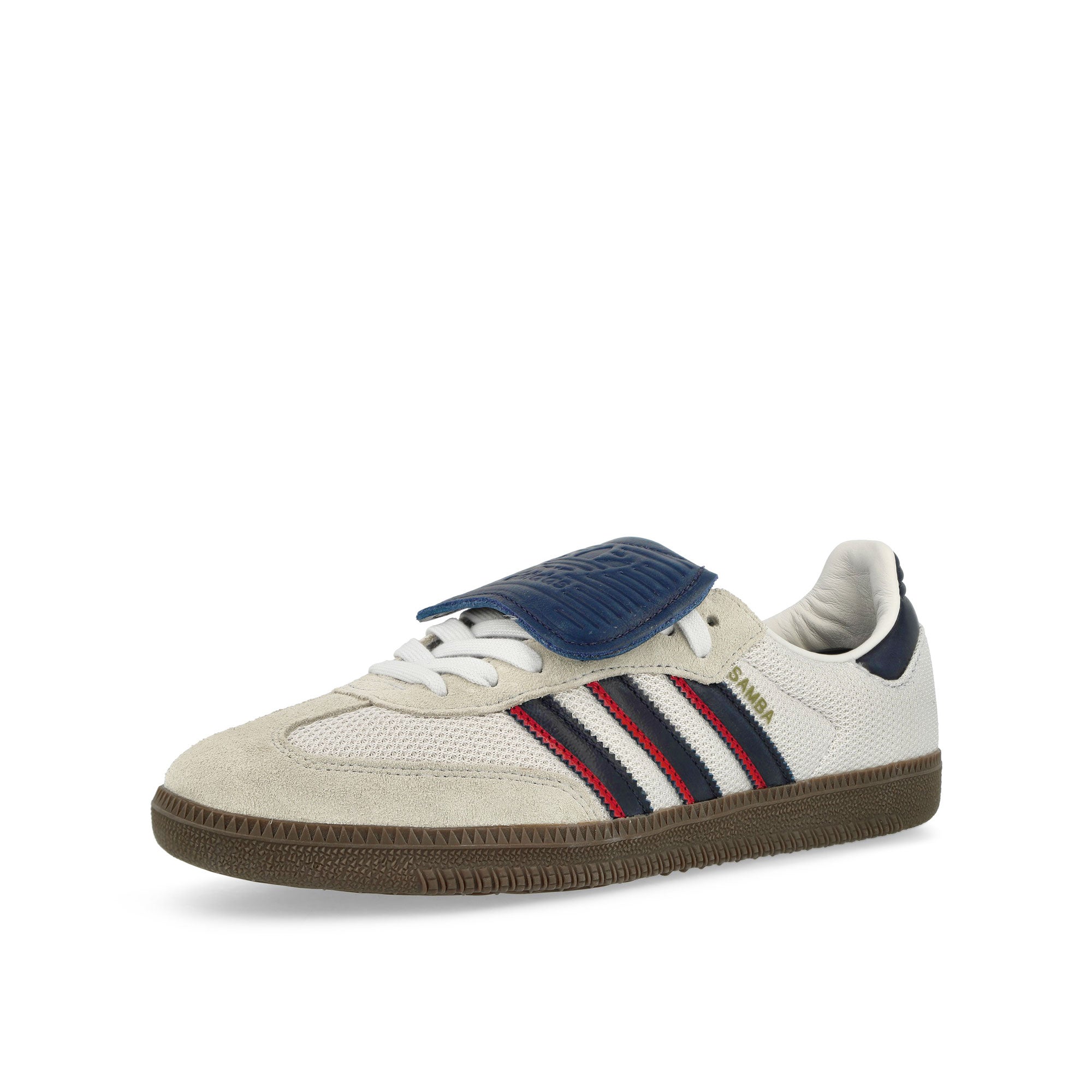 adidas Samba LT Crystal White / Dark Blue / Gum 5 Low Top Sneakers Close Up | Overkill