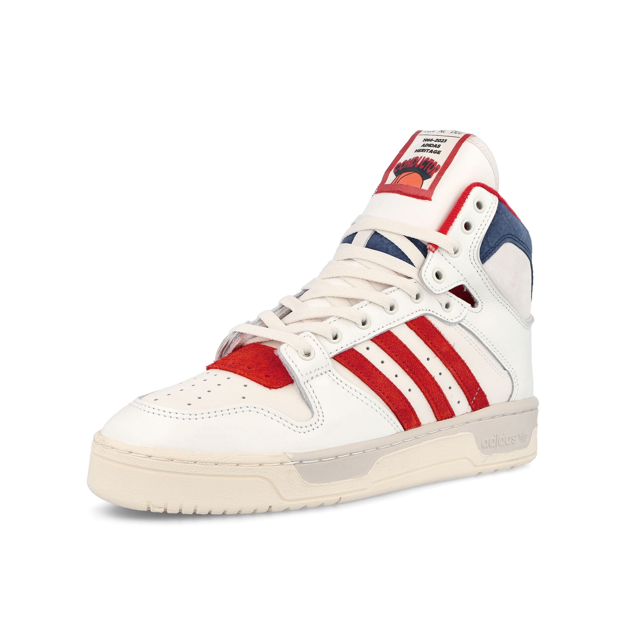 adidas Conductor Hi – The Collective Pack Chalk White / Scarlet / Grey One High Top Sneakers Close Up | Overkill