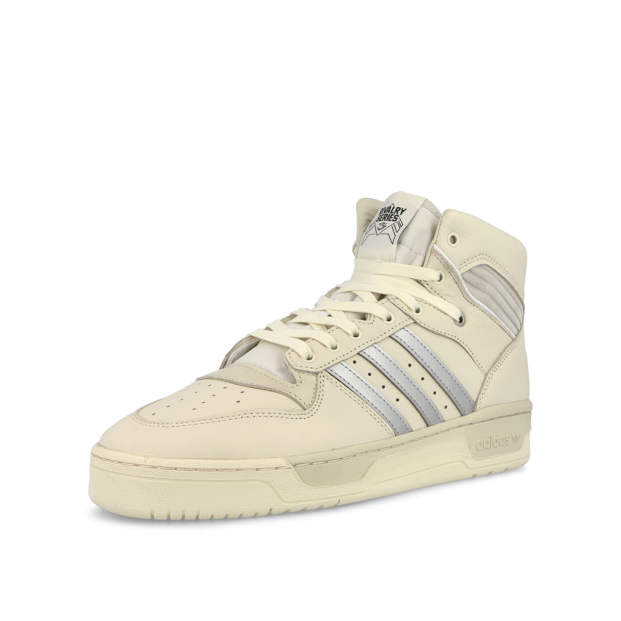 adidas Rivalry Hi Consortium Clear White-Silver Metallic-Grey One High Top Sneakers Close Up | Overkill