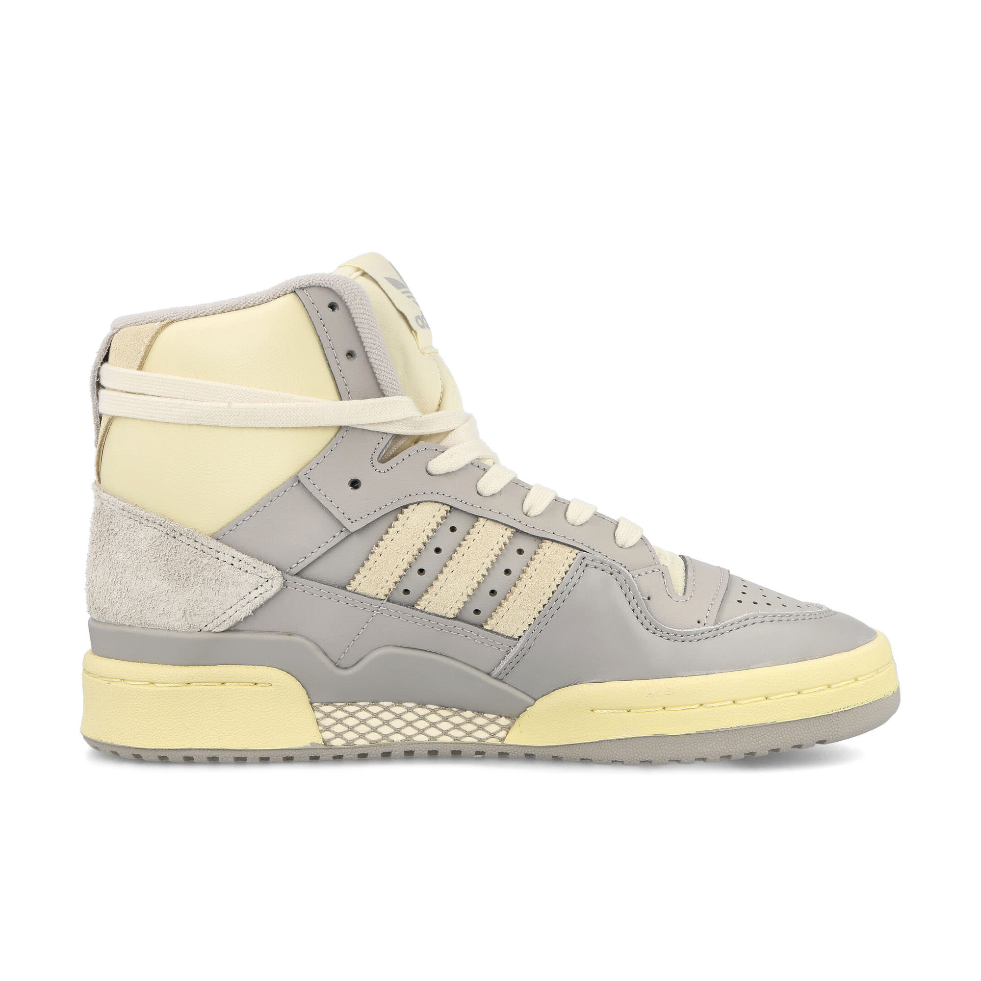 adidas Forum 84 Hi W Grey Two-Cream White-Easy Yellow High Top Sneakers Silhouette | Overkill