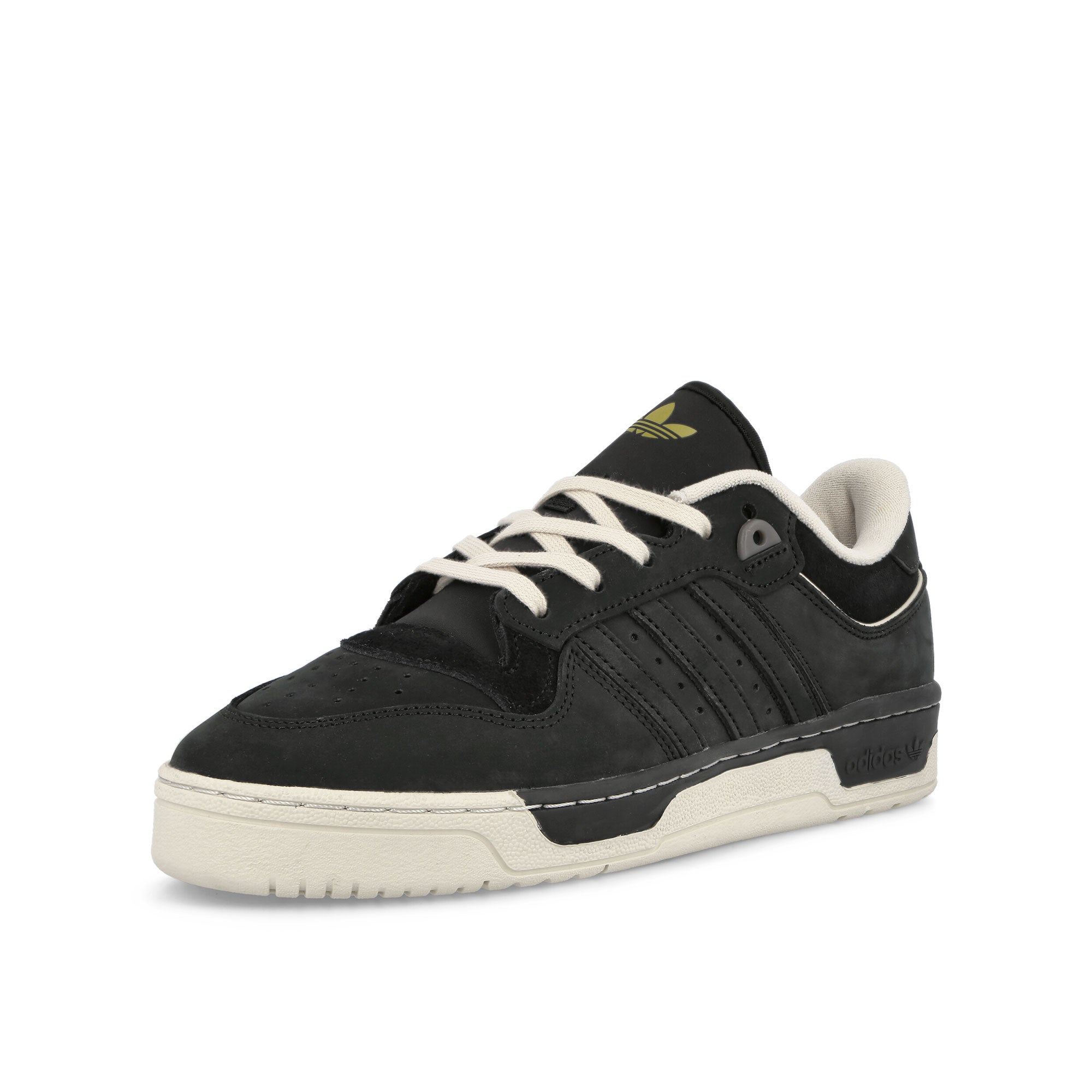 adidas Rivalry Low 86 Black-Talc-Pulse Olive Sneakers Close Up | Overkill