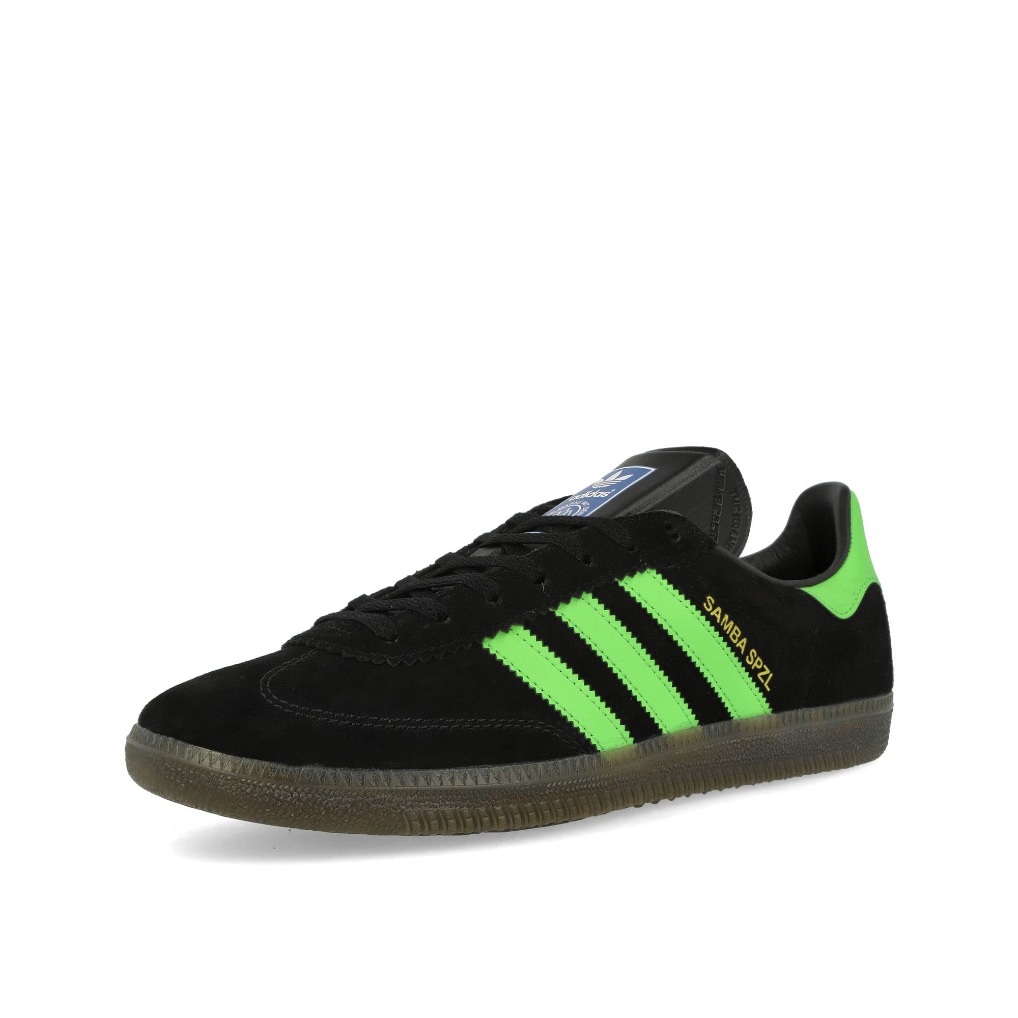 adidas Samba Deco SPZL Core Black / Lucid Lime / Gum5 Low Top Sneakers Close Up | Overkill