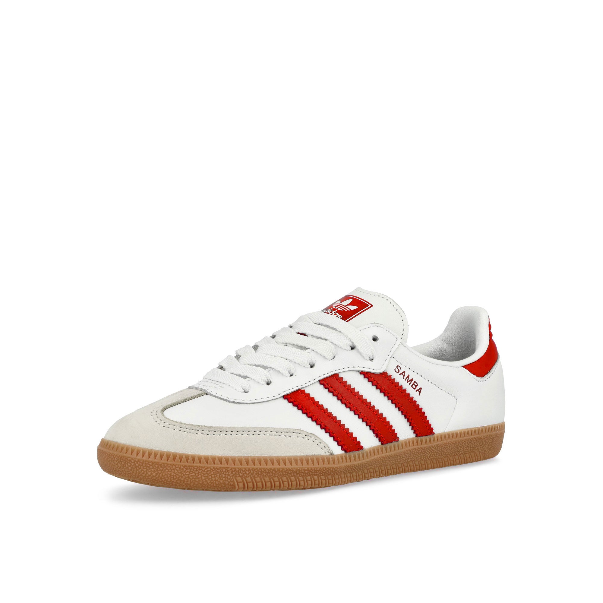 adidas Samba OG W Cloud White / Solar Red / Off White Low Top Sneakers Close Up | Overkill