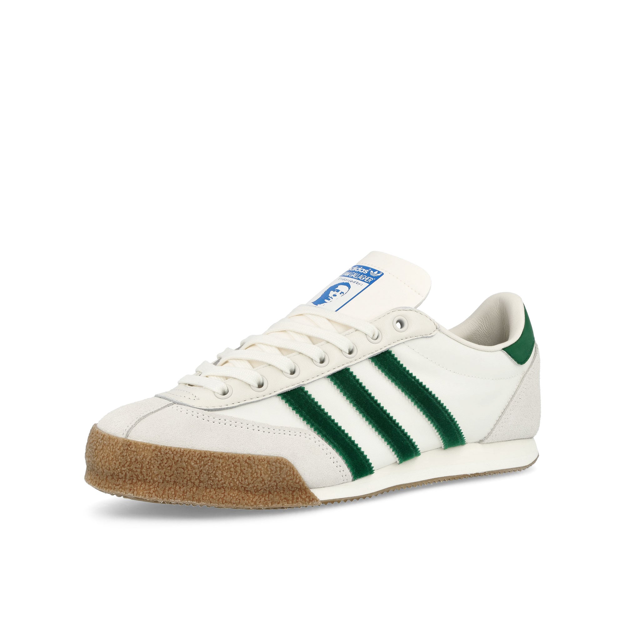 adidas Liam Gallagher x adidas LG II SPZL Chalk White / Collegiate Green / Off White Sneakers Close Up | Overkill