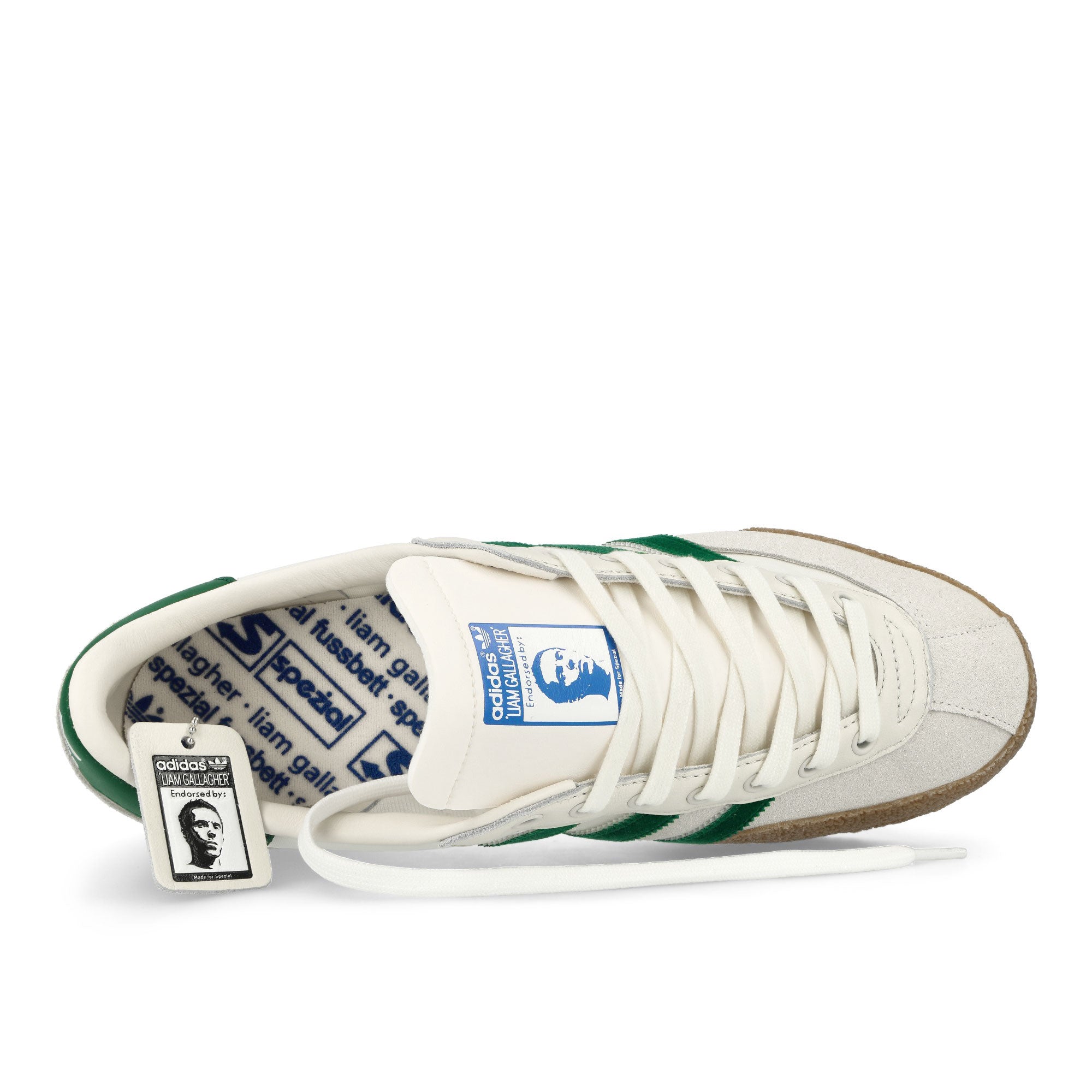 adidas Liam Gallagher x adidas LG II SPZL Chalk White / Collegiate Green / Off White Sneakers Detailfoto | Overkill