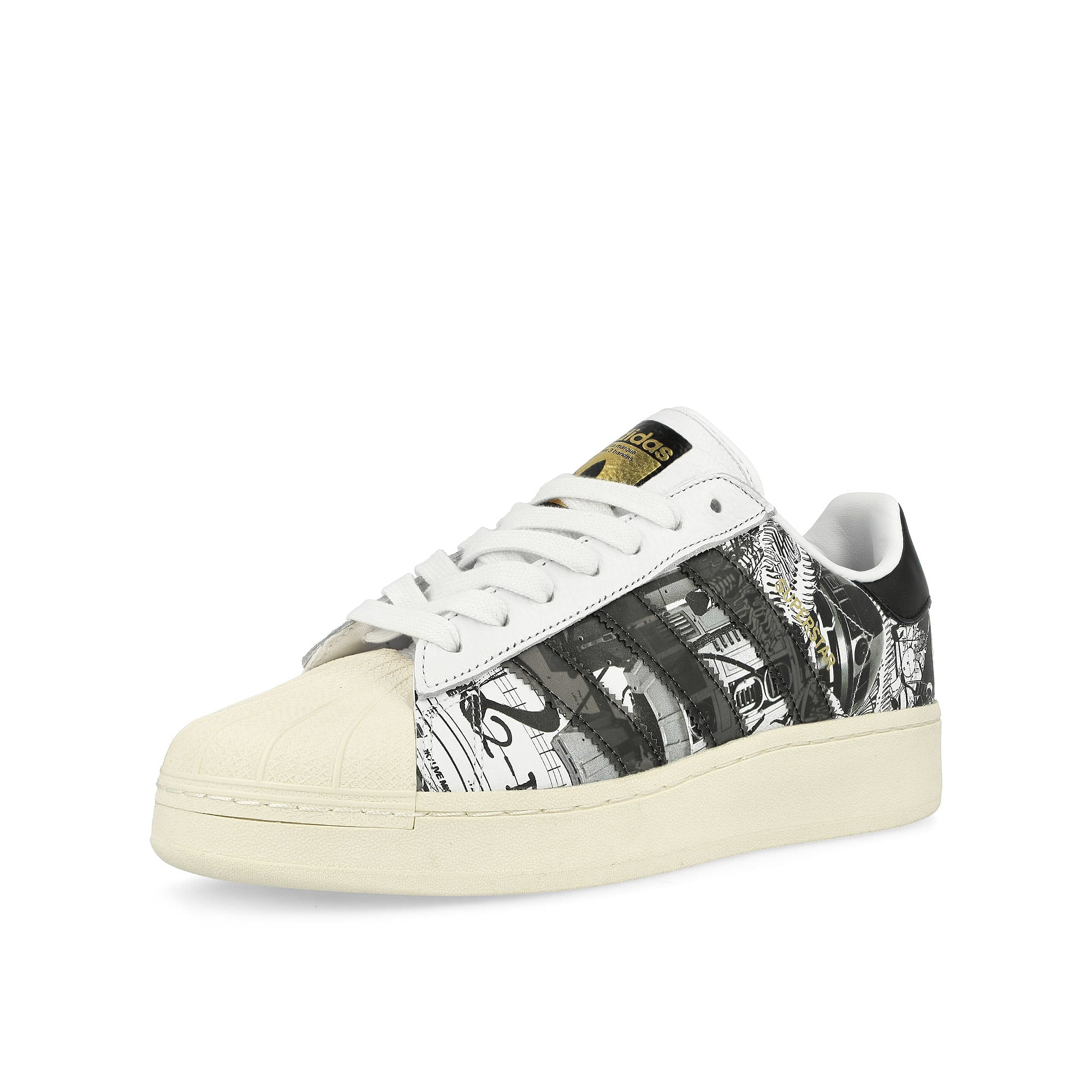 adidas Star Wars x Nanzuka x adidas Superstar XLG Footwear White / Core Black / Gold Low Top Sneakers Close Up | Overkill