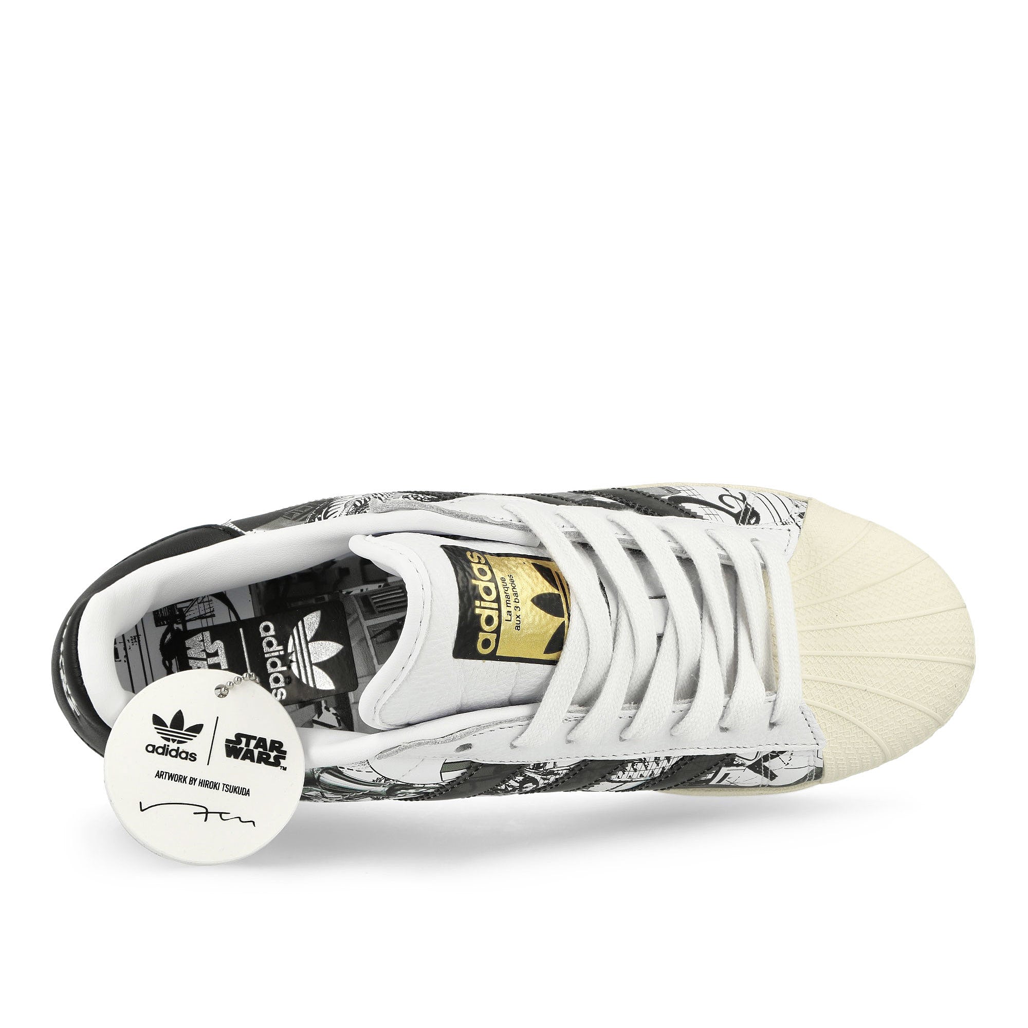 adidas Star Wars x Nanzuka x adidas Superstar XLG Footwear White / Core Black / Gold Low Top Sneakers Detail View 1 | Overkill