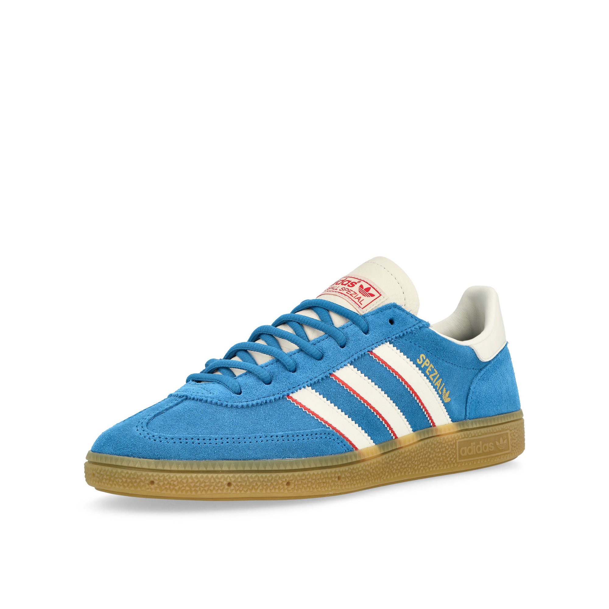 adidas Handball Spezial Blue / Cloud White / Better Scarlet Low Top Sneakers Close Up | Overkill