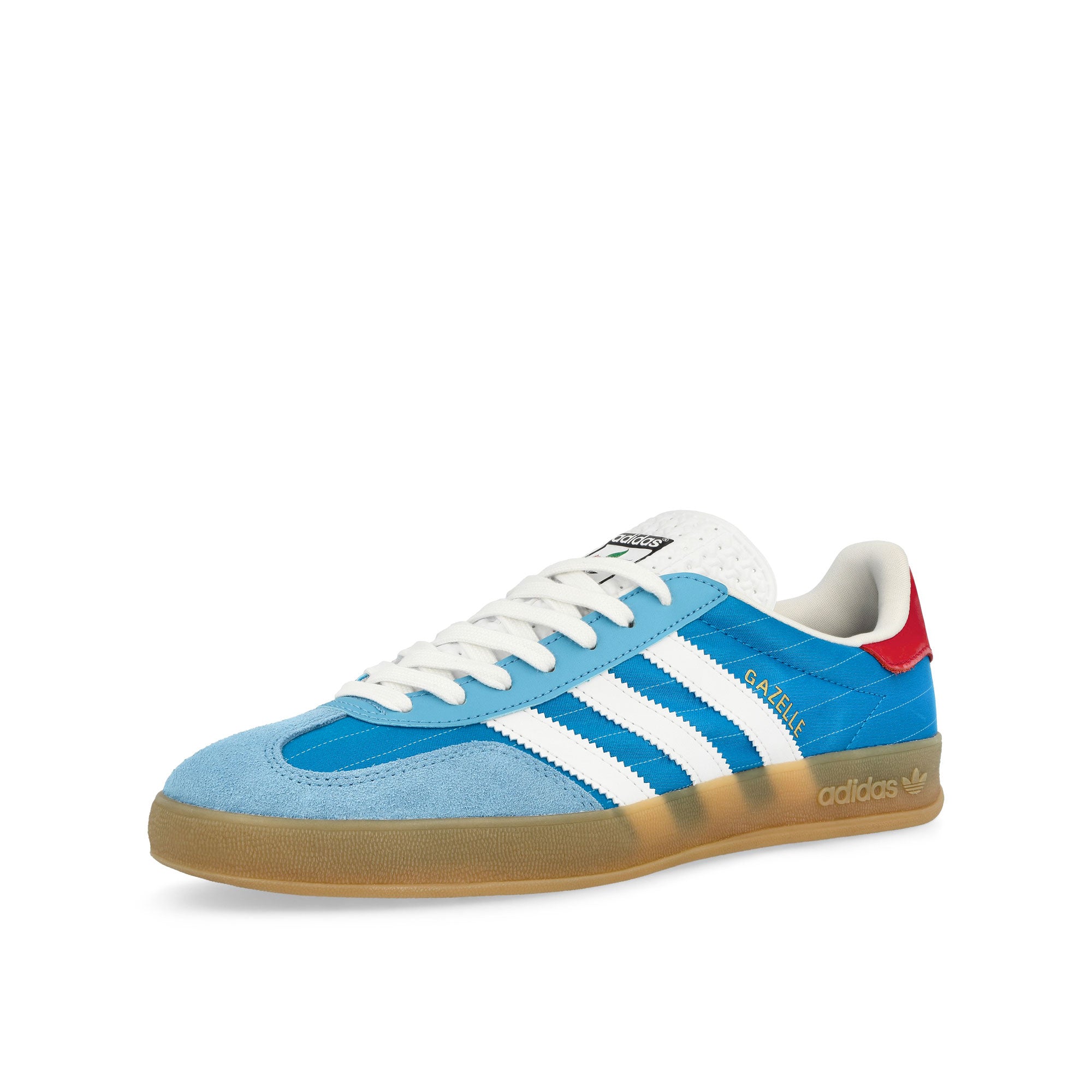 adidas Gazelle Indoor Bright Blue / Footwear White / Gum Low Top Sneakers Close Up | Overkill
