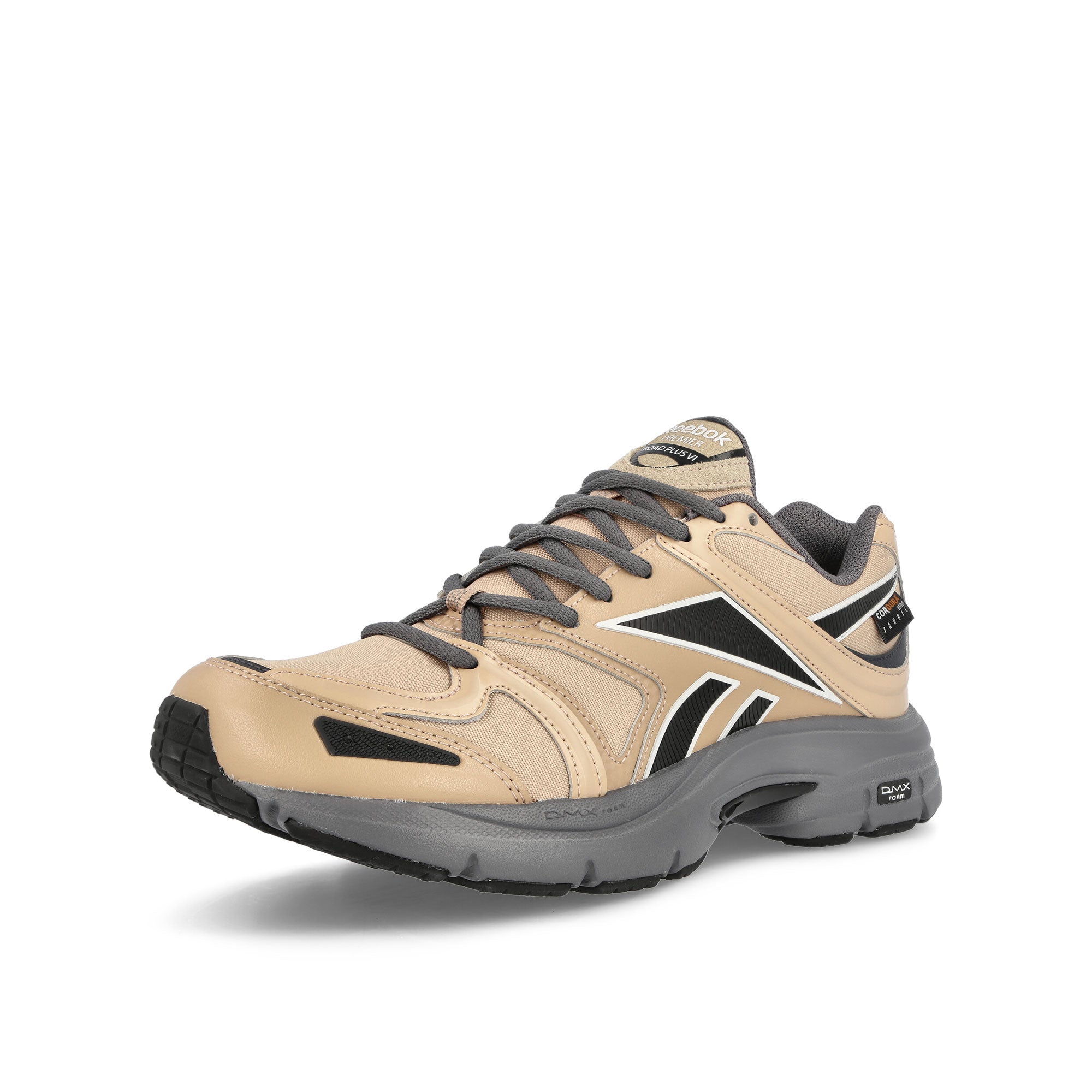 Reebok Premier Road Plus VI Sahara-Core Black-Pure Grey Low Top Sneakers Close Up | Overkill