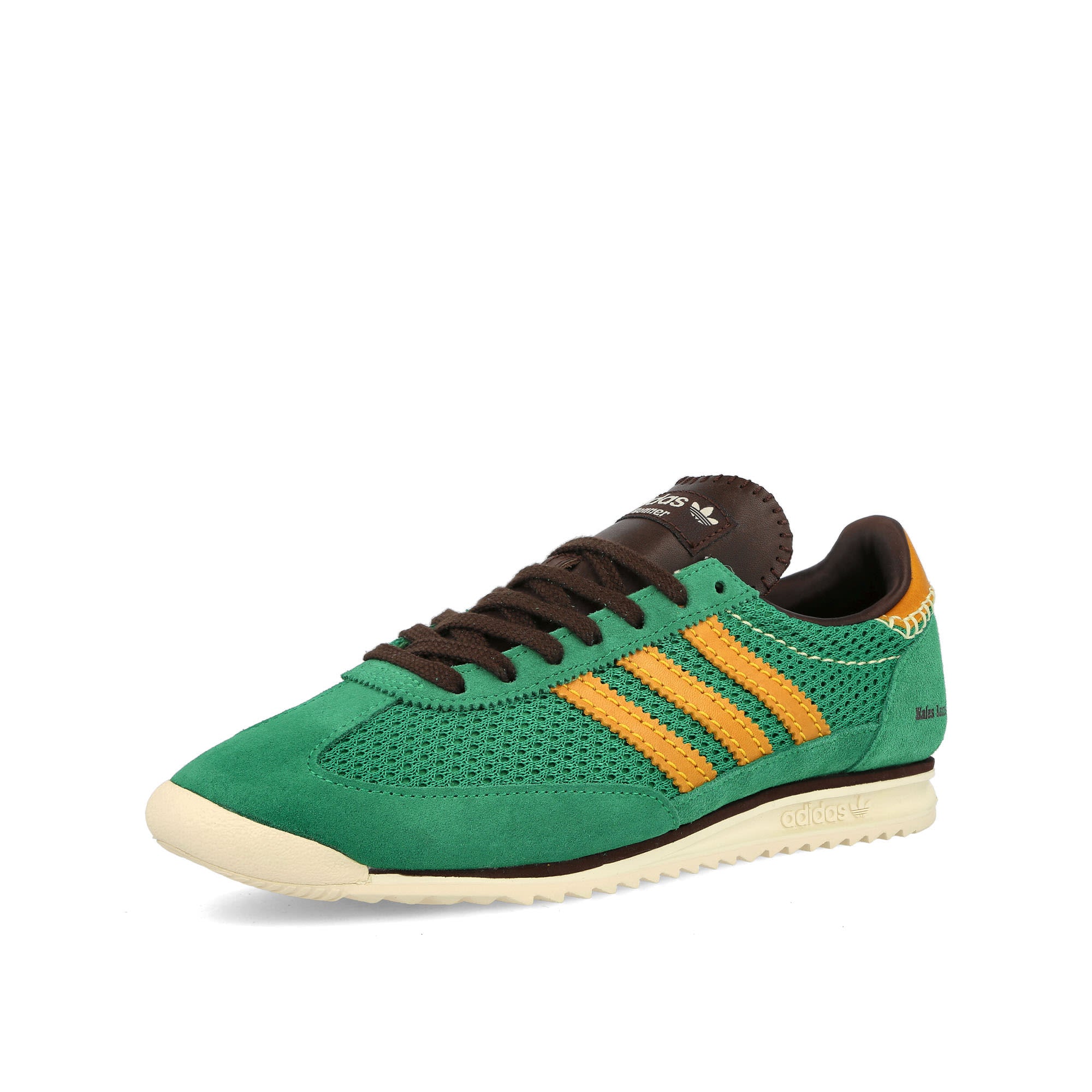 adidas Wales Bonner x adidas SL 72 Knit Teal Green-Collegiate Green-Dark Brown Low Top Sneakers Close Up | Overkill