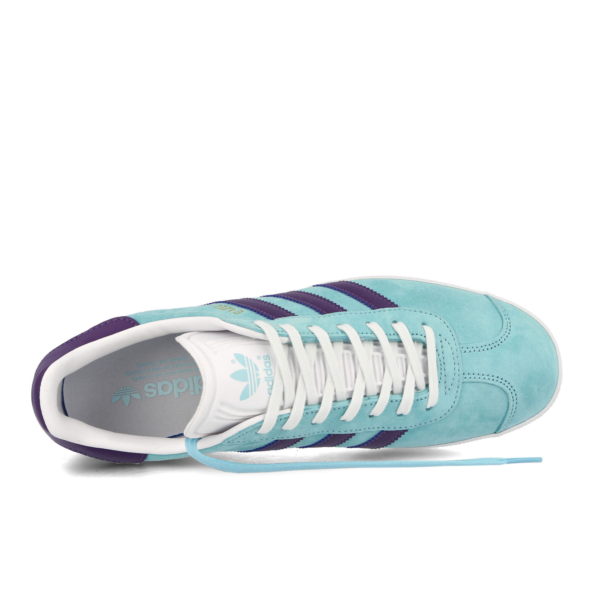 adidas Gazelle Clear Aqua, Tech Purple, Footwear White Sneakers Detailfoto | Overkill