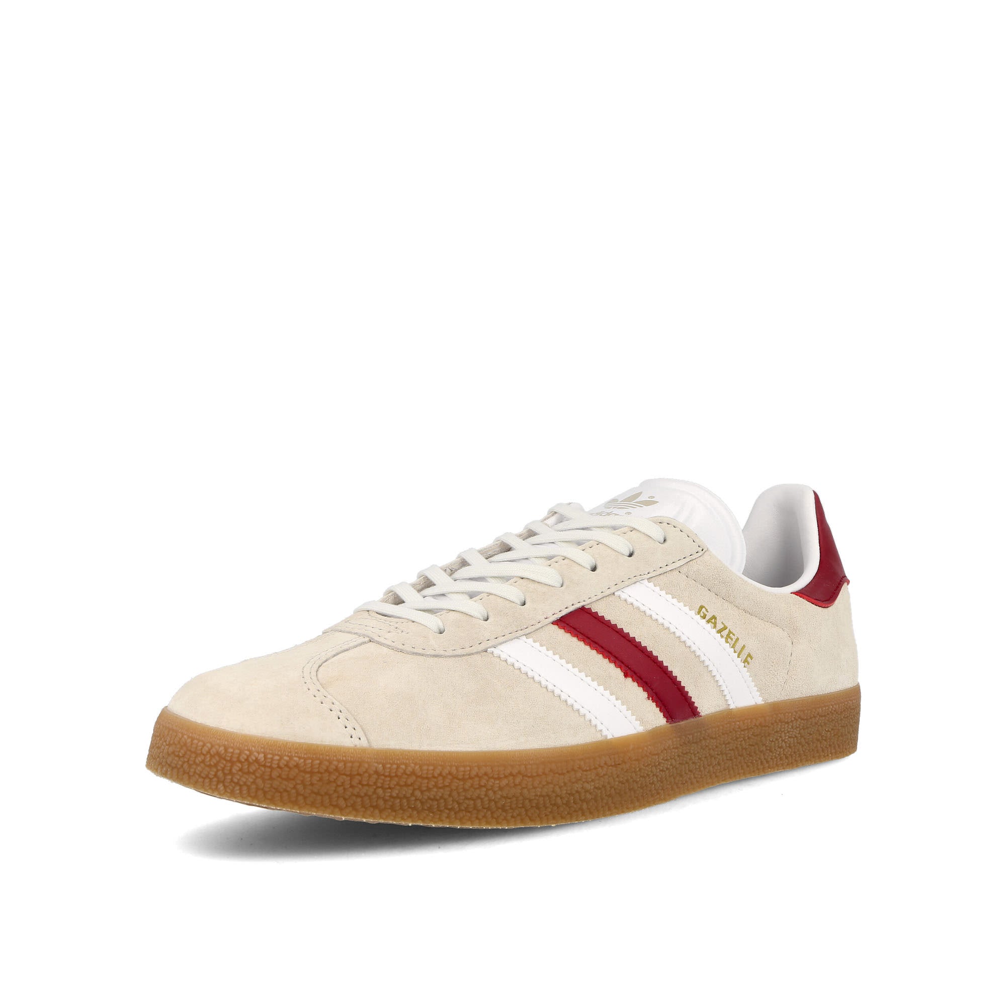 adidas Gazelle Alumin, Footwear White, Collegiate Burgundy Sneakers Close Up | Overkill