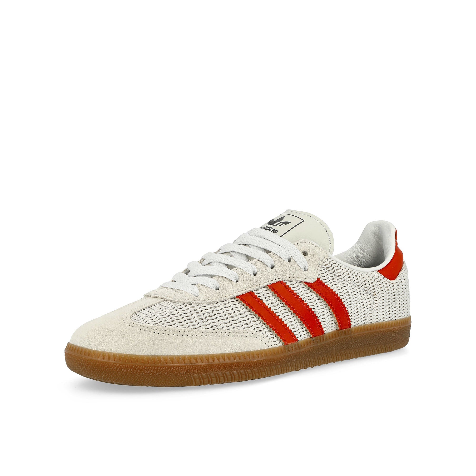 adidas Samba OG Crystal White / Preloved Red / Gum M2 Low Top Sneakers Close Up | Overkill
