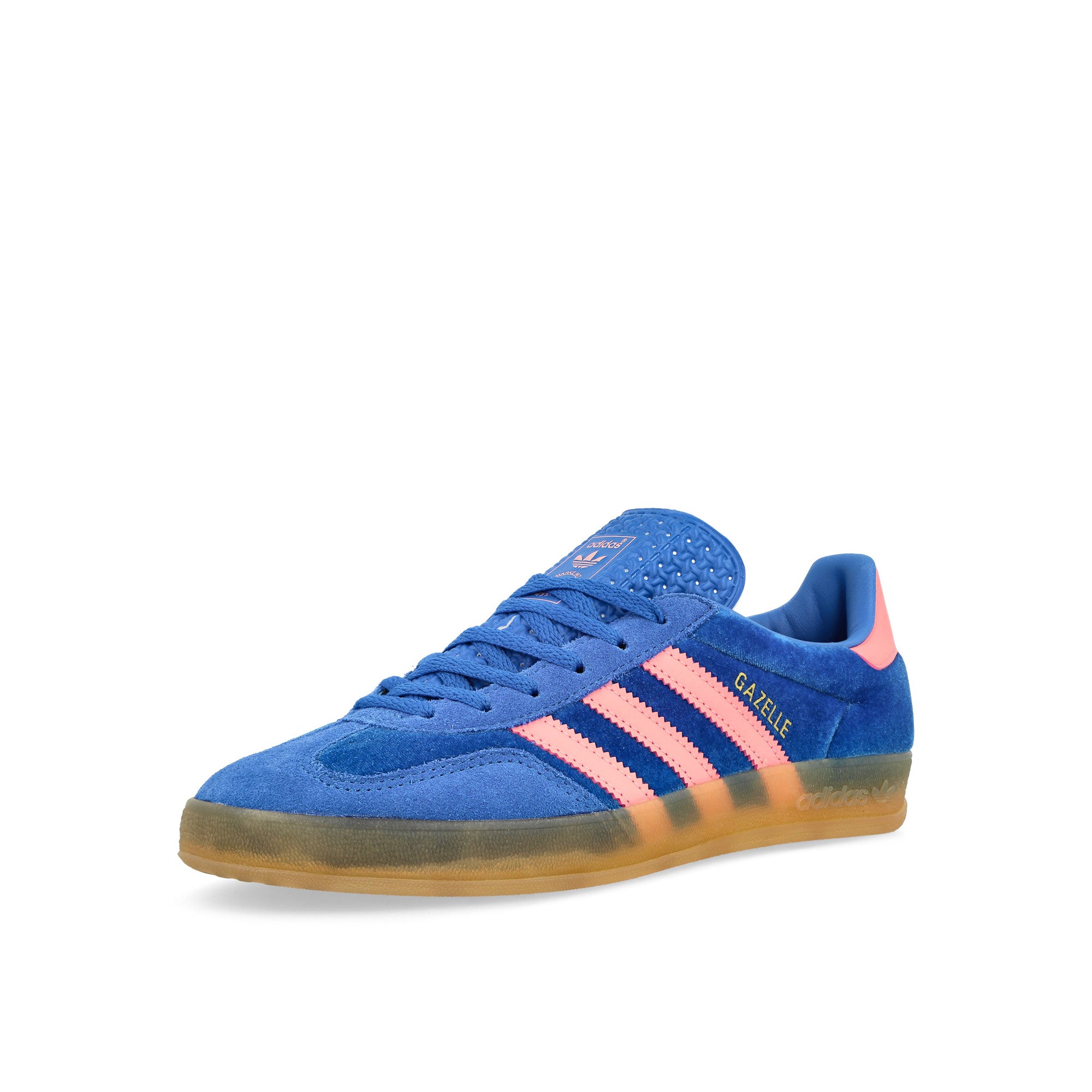 adidas Gazelle Indoor W Blue / Semi Pink Spark / Gum Low Top Sneakers Close Up | Overkill