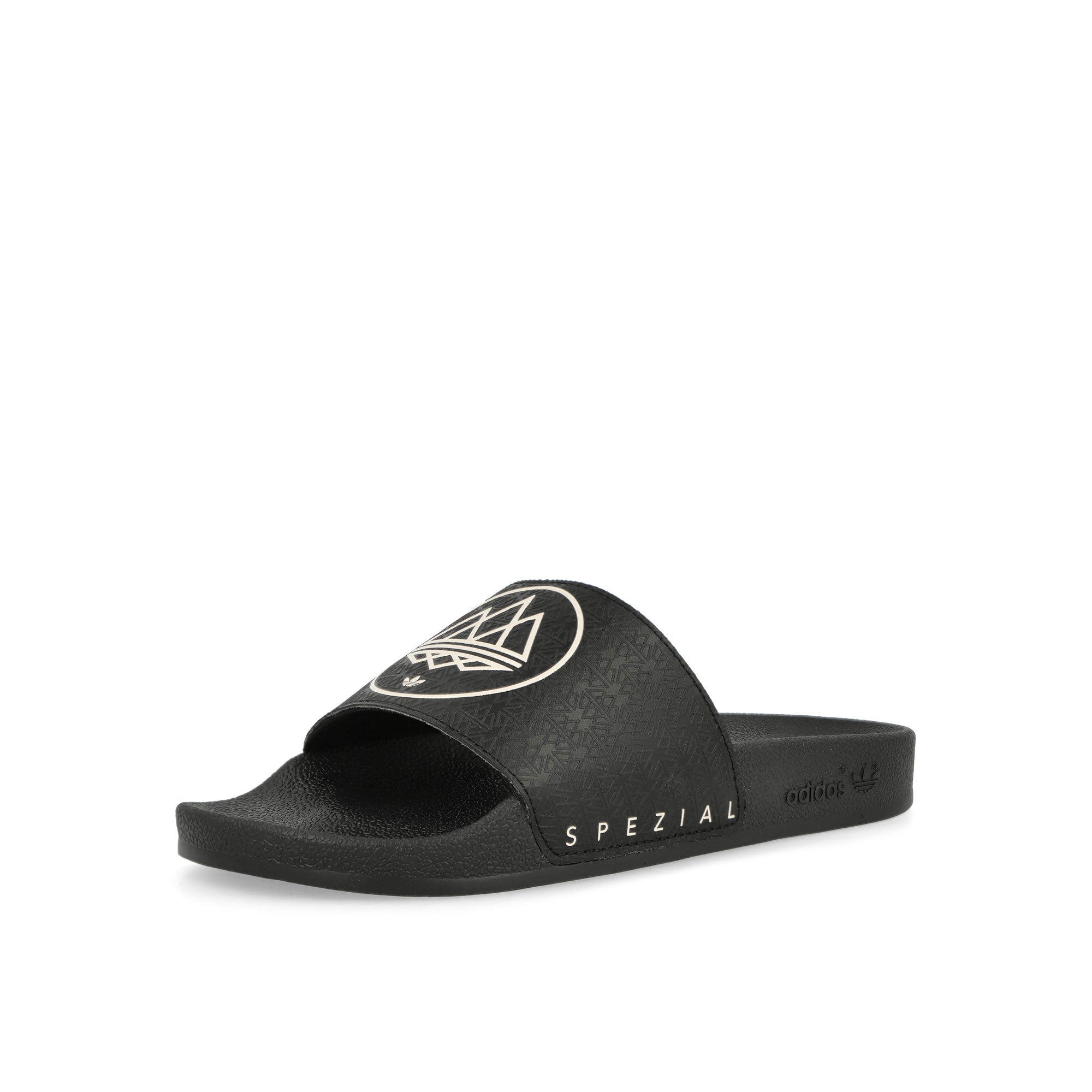 adidas Adilette SPZL Core Black / Chalk White / Core Black Slides, Sandals & Slippers Close Up | Overkill