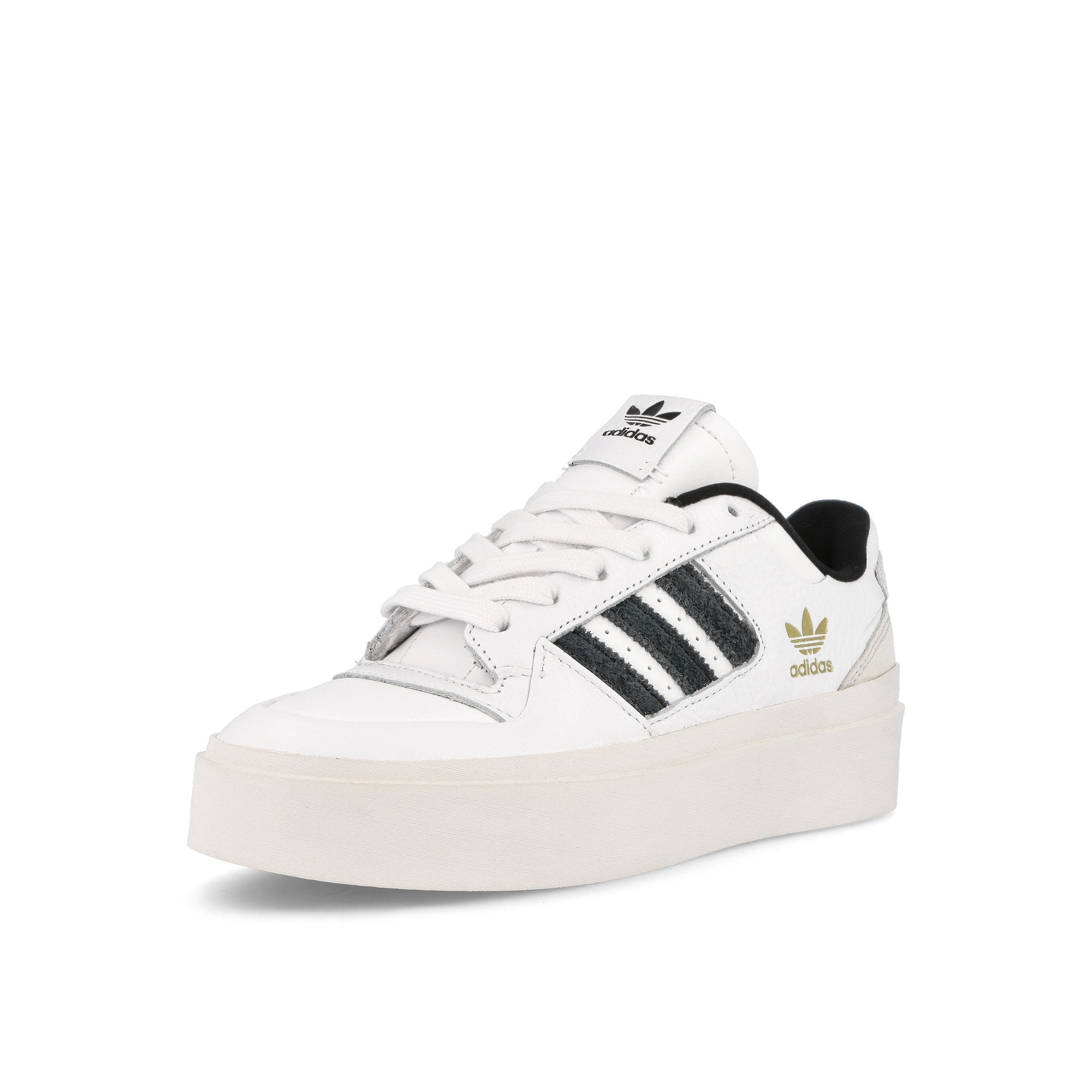 adidas Forum Bonega W Footwear White-Core Black-Gold Metallic Low Top Sneakers Close Up | Overkill