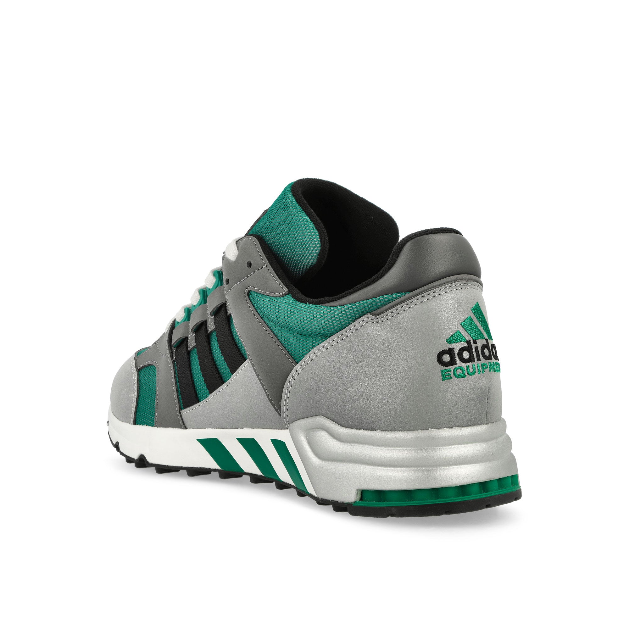 adidas Equipment Cushion 93 Equipment Green / Core Black / Matte Silver Low Top Sneakers Close Up | Overkill