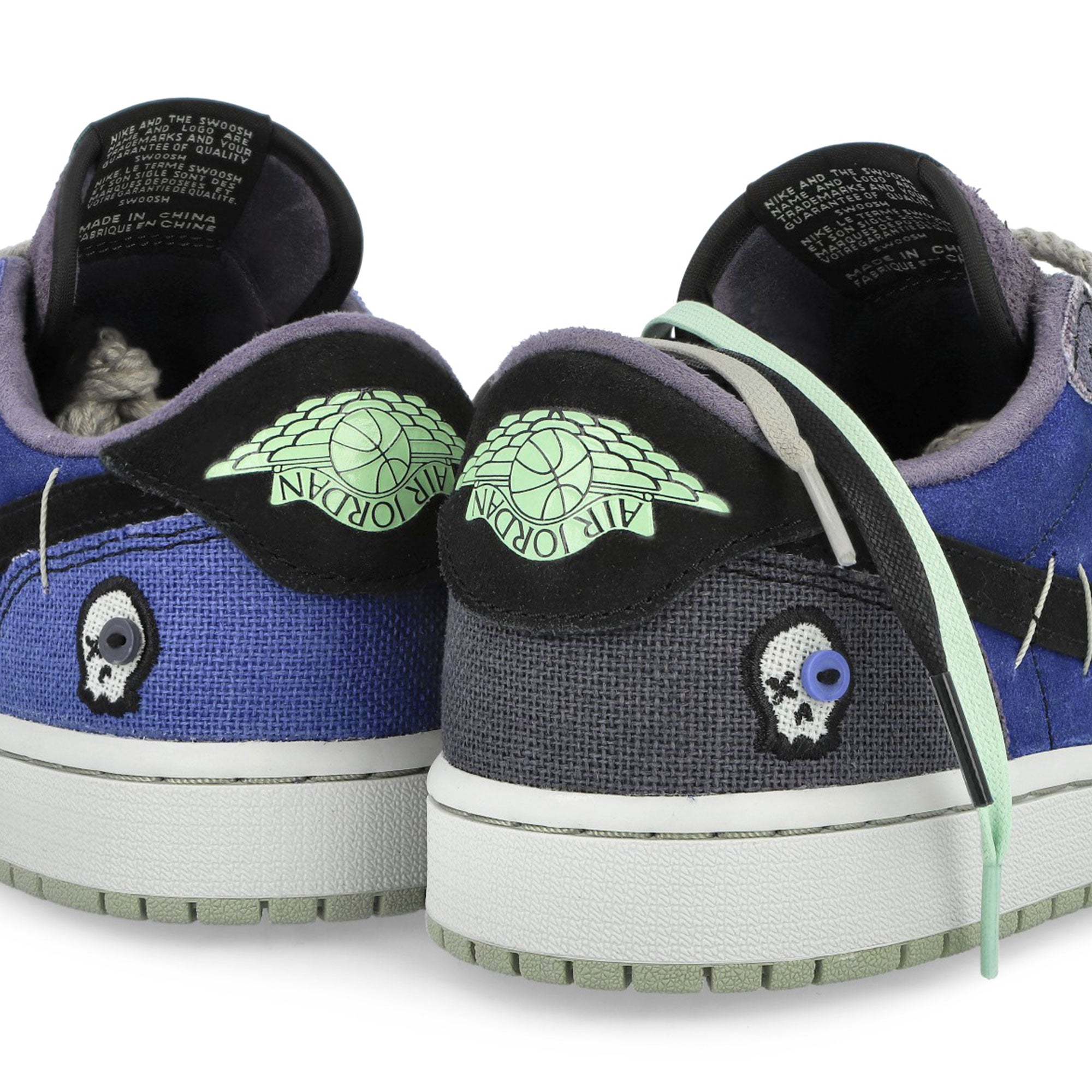 Zion Williamson x Air Jordan 1 Retro Low OG Voodoo Alternate Regency Purple / Vapor Green - Black Low Top Sneakers IH2309 500 Material | Overkill