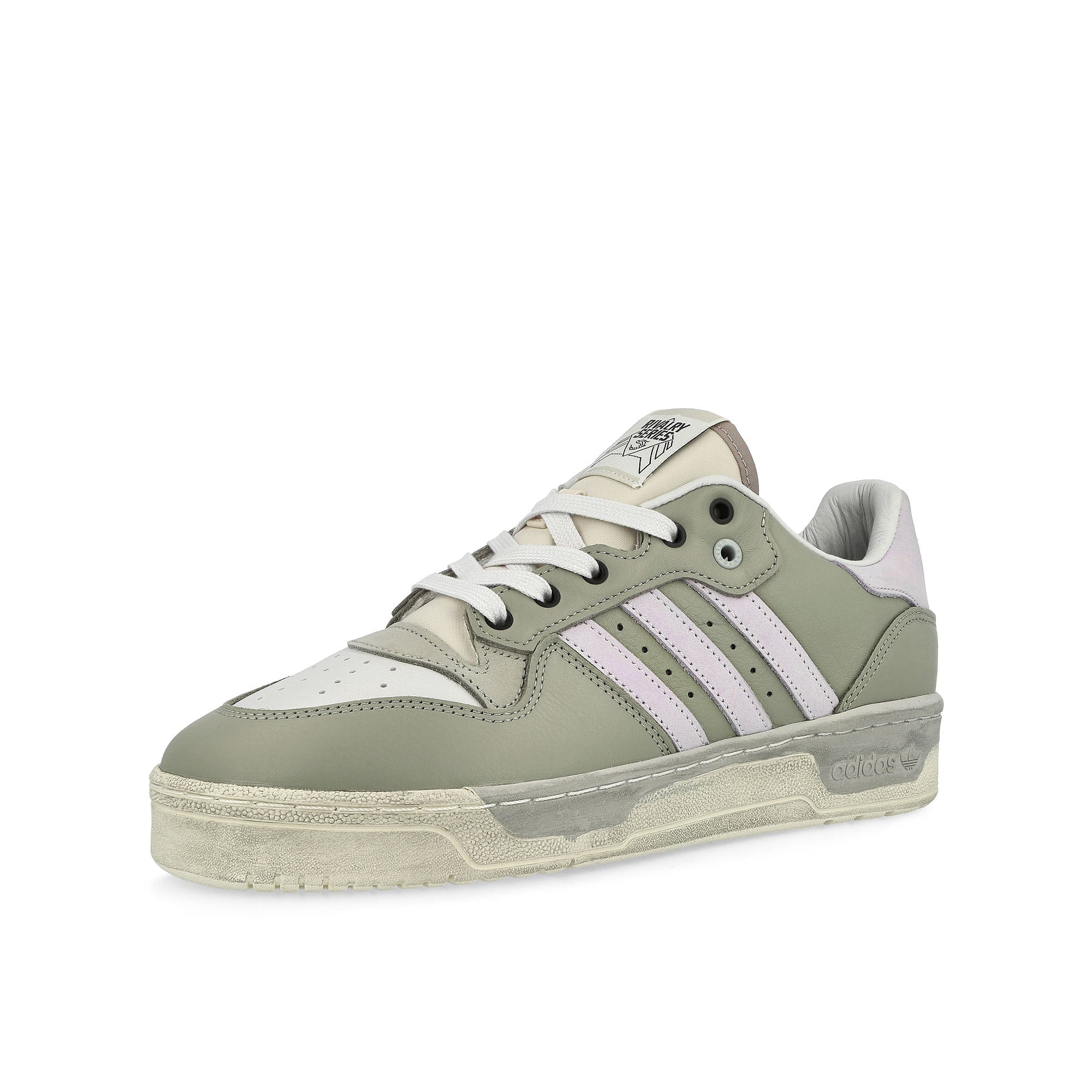 adidas Nice Kicks x adidas Rivalry Low Grey Two / Dash Grey / Cream White Low Top Sneakers Close Up | Overkill