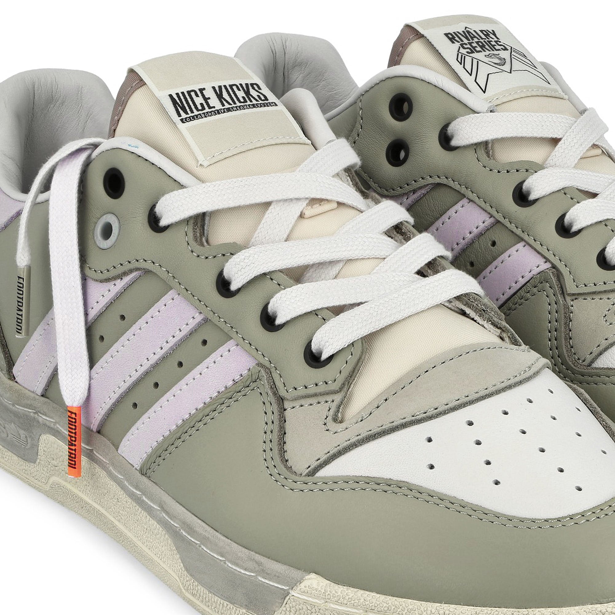 adidas Nice Kicks x adidas Rivalry Low Grey Two / Dash Grey / Cream White Low Top Sneakers Detailfoto | Overkill