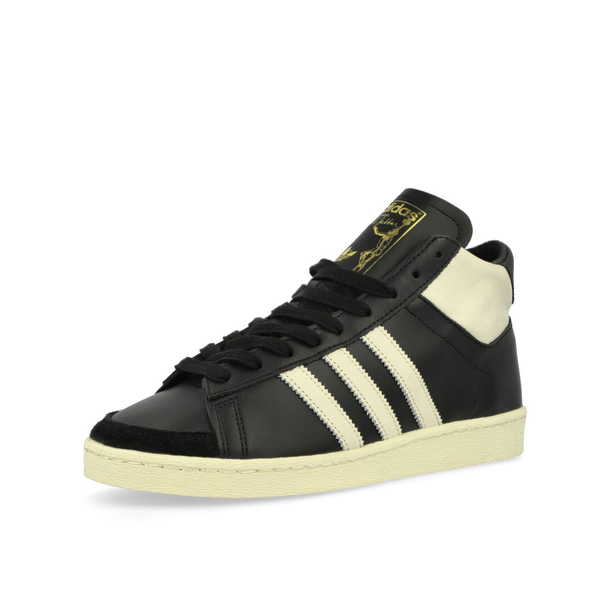 adidas Jabbar Hi Core Black / Off White / Cream White High Top Sneakers Close Up | Overkill