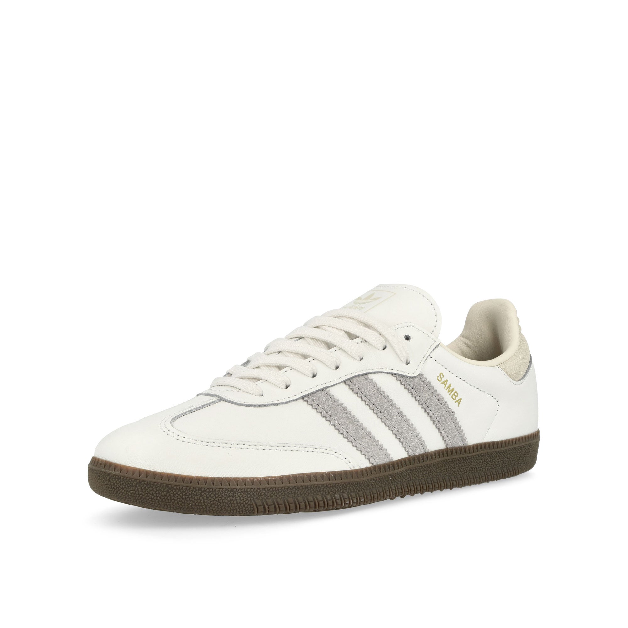 adidas Samba OG Core White / Grey Two / Cream White Low Top Sneakers Close Up | Overkill