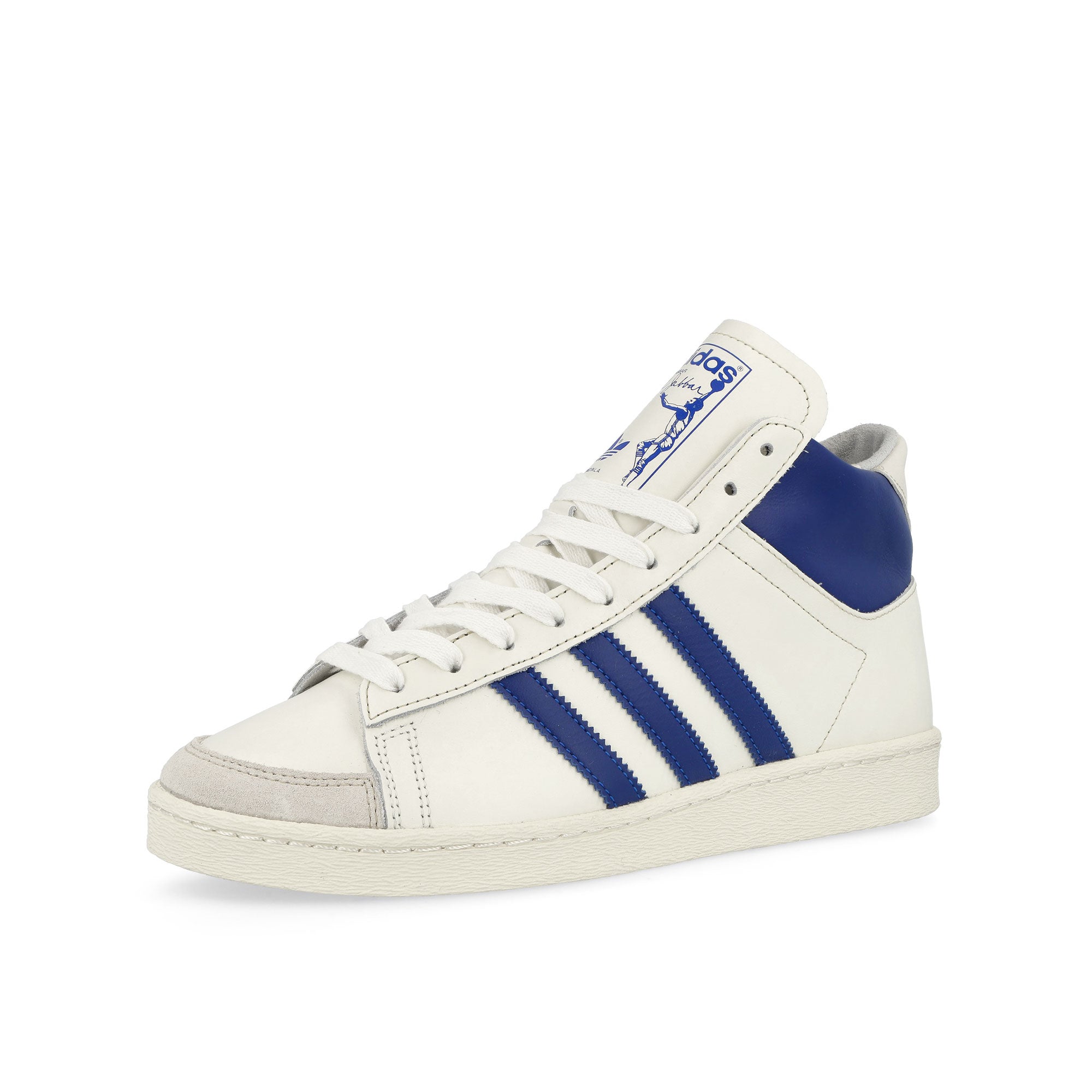 adidas Jabbar Hi Off White / Collegiate Royal / Cream White High Top Sneakers Close Up | Overkill