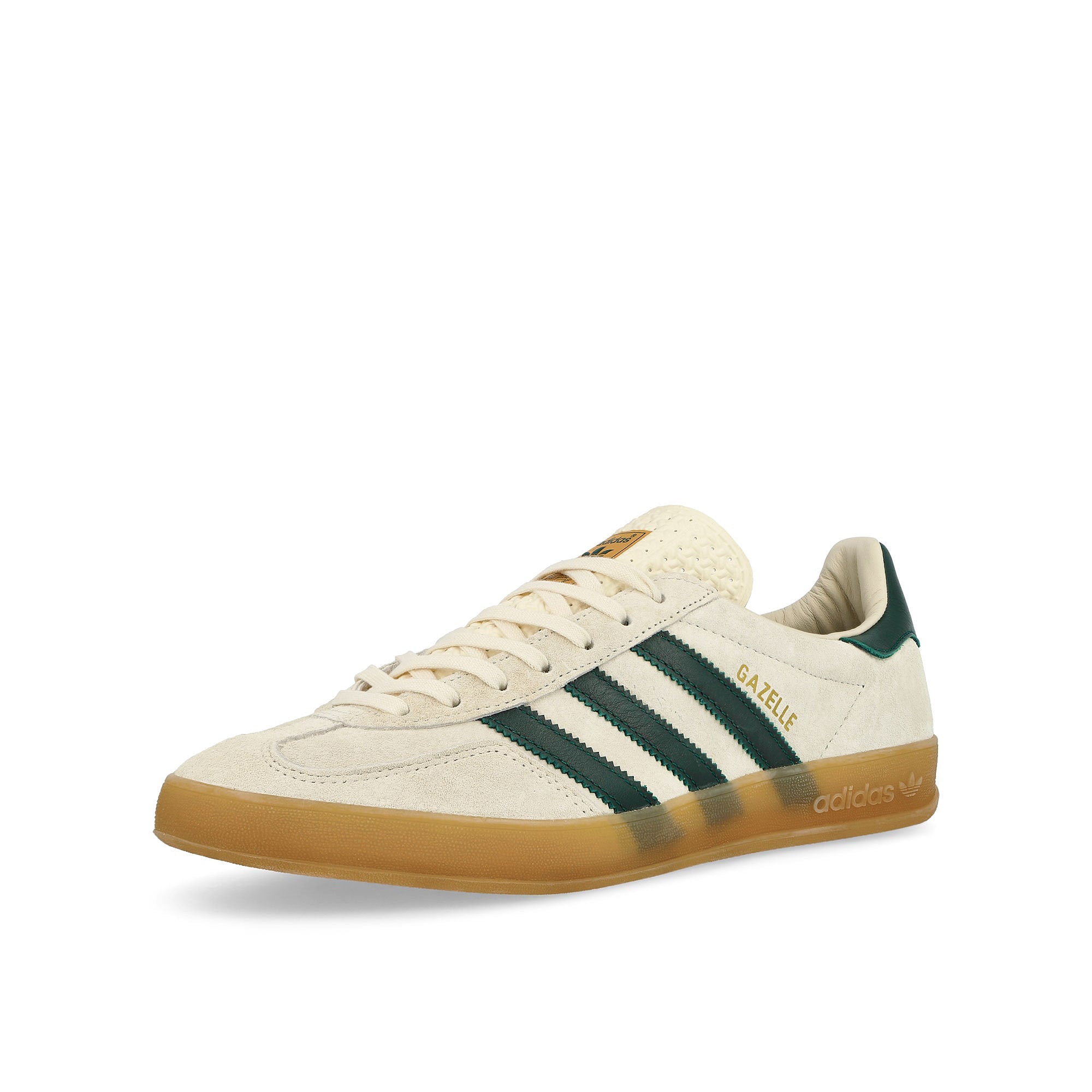 adidas Gazelle Indoor Cream White / Collegiate Green / Gum 3 Low Top Sneakers Close Up | Overkill