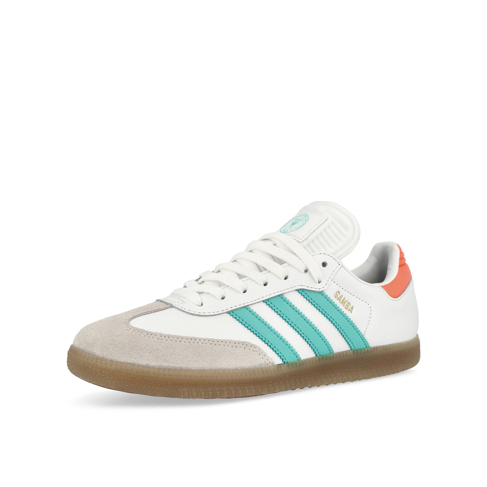 adidas Samba Footwear White / Easy Mint / Gum Low Top Sneakers Close Up | Overkill