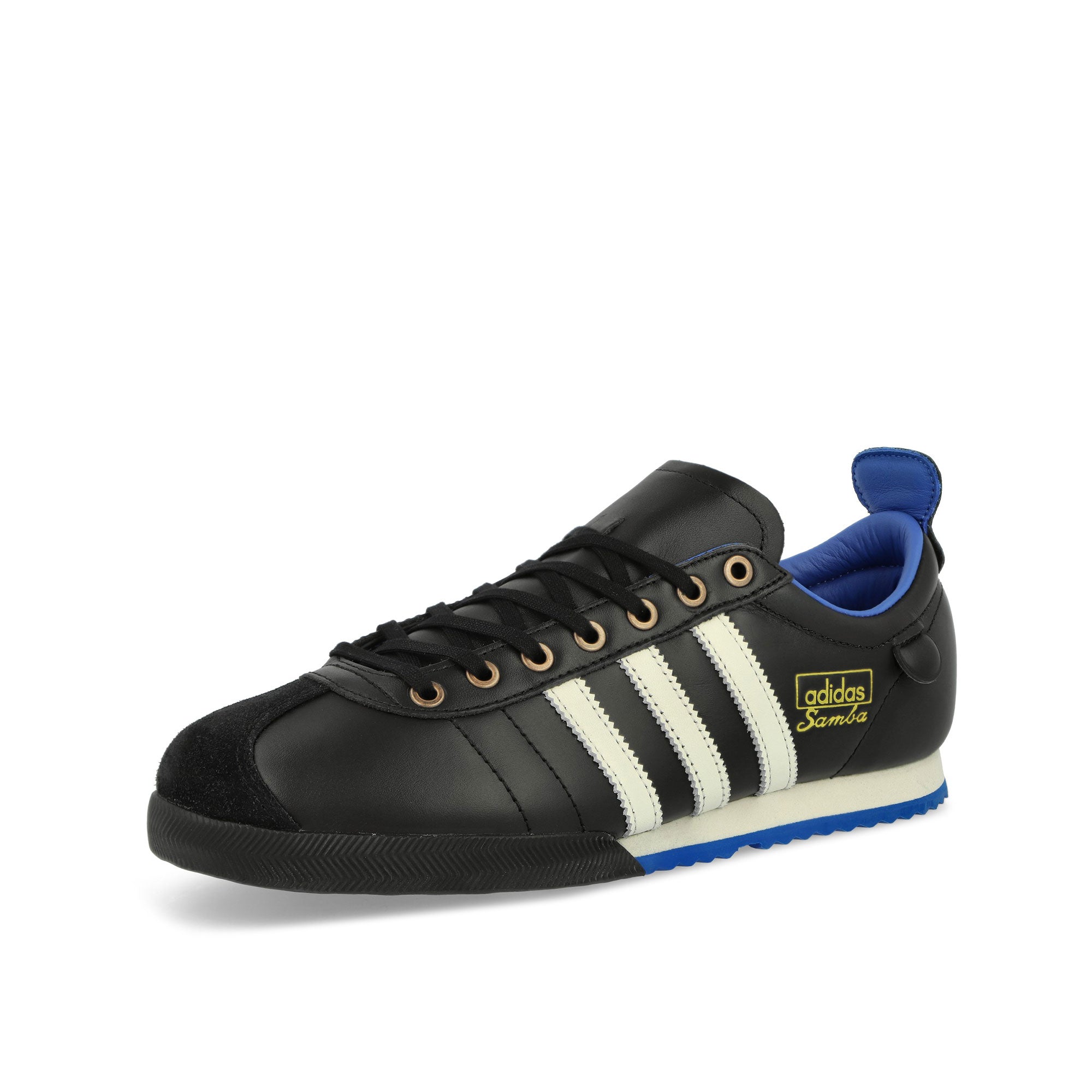 adidas Samba 62 Core Black / Cloud White / Bluebird Low Top Sneakers Close Up | Overkill